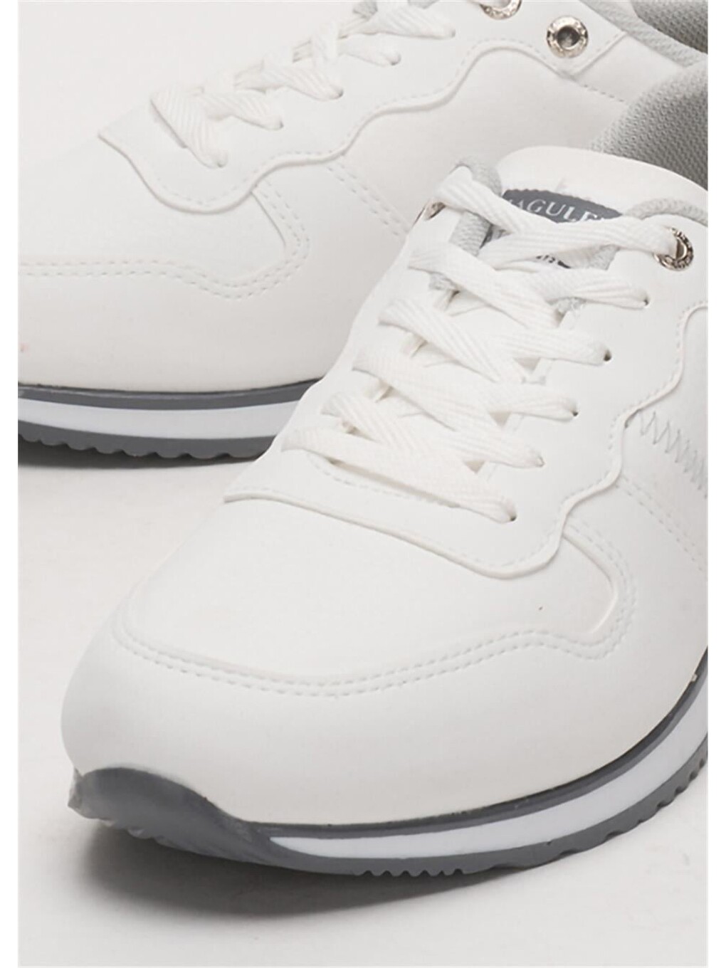 Erkek Günlük Cilt Sneaker Ayakkabı Beyaz - Füme-4