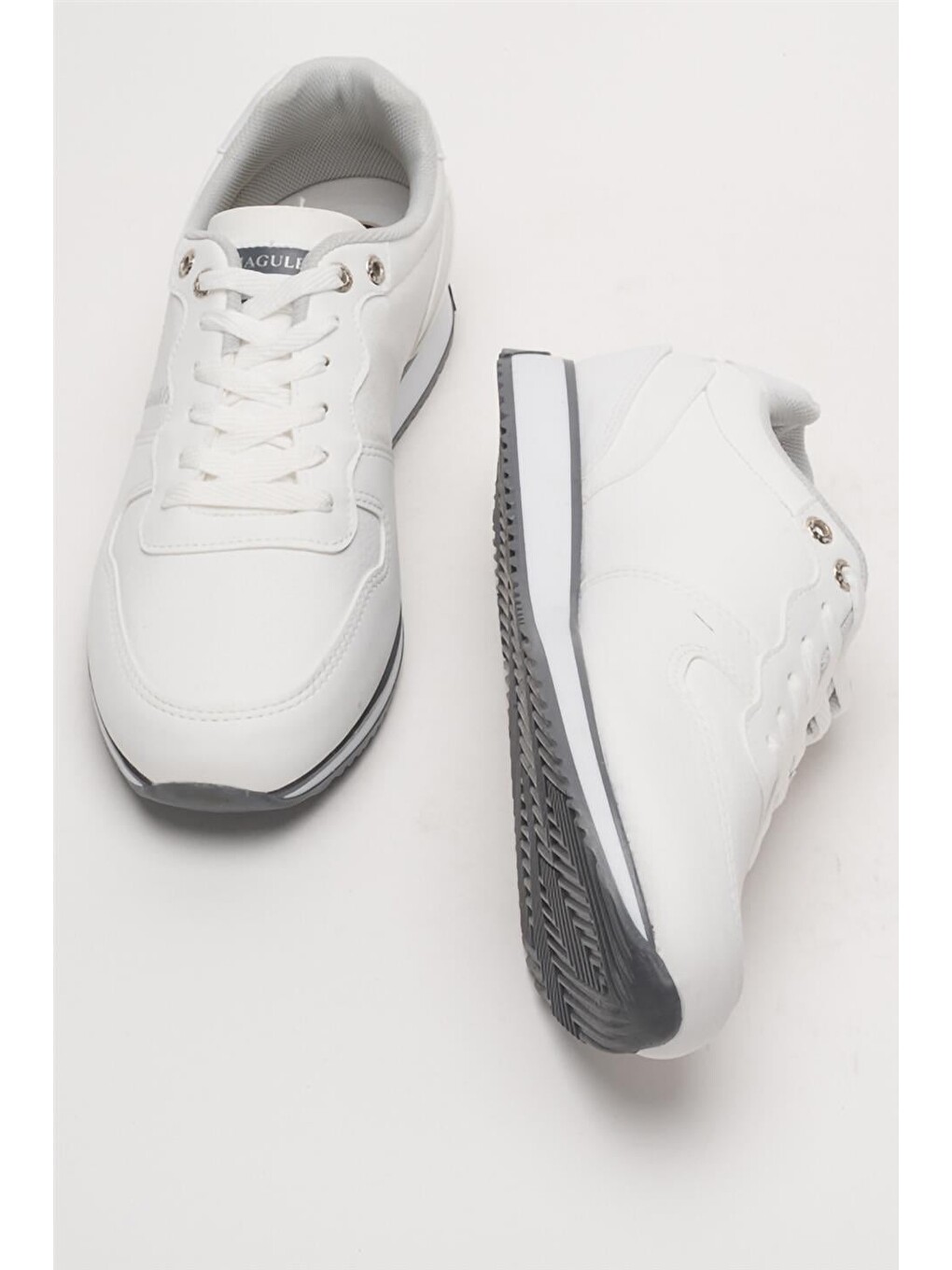 Erkek Günlük Cilt Sneaker Ayakkabı Beyaz - Füme-6