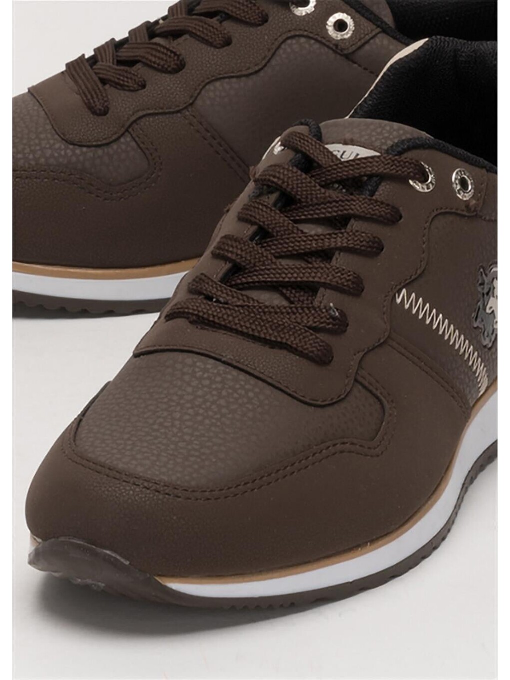 Erkek Günlük Cilt Sneaker Ayakkabı Kahverengi - Bej-4