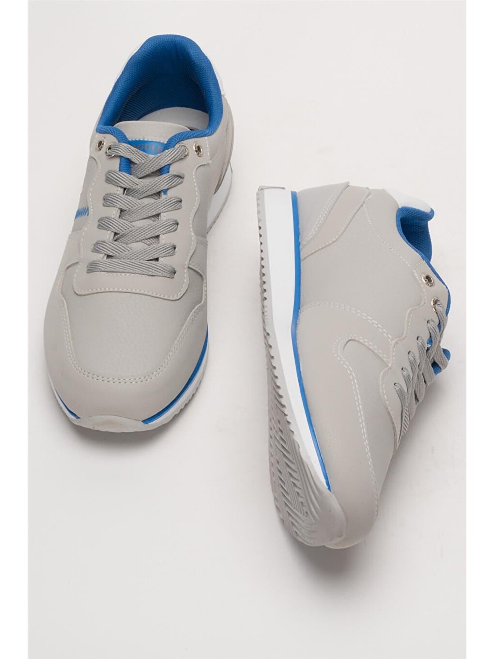 Gri Erkek Günlük Cilt Sneaker Ayakkabı Buz - Saks-6