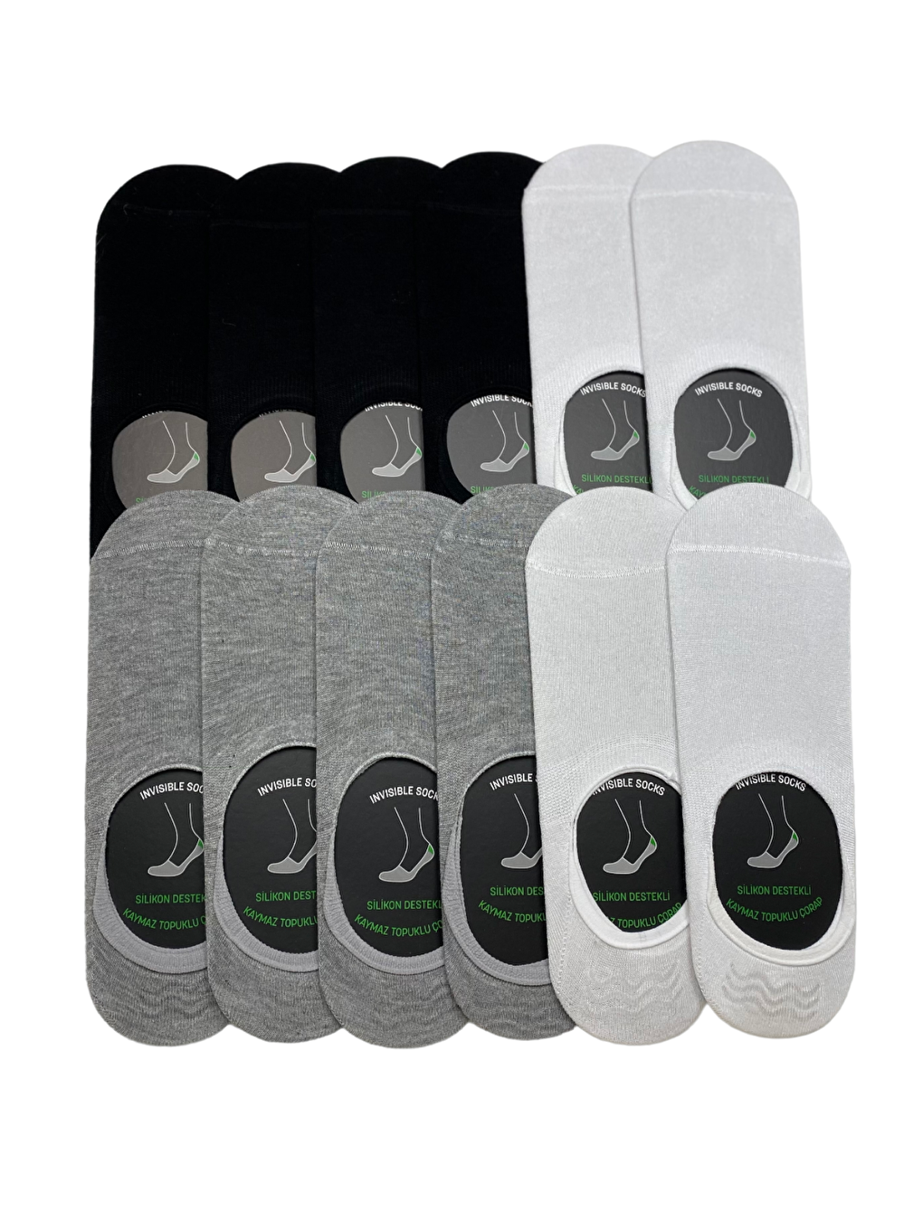 Bambu Erkek Kaymaz Topuklu Görünmez Babet Karışık Renk 12'li Çorap Seti 10400-2