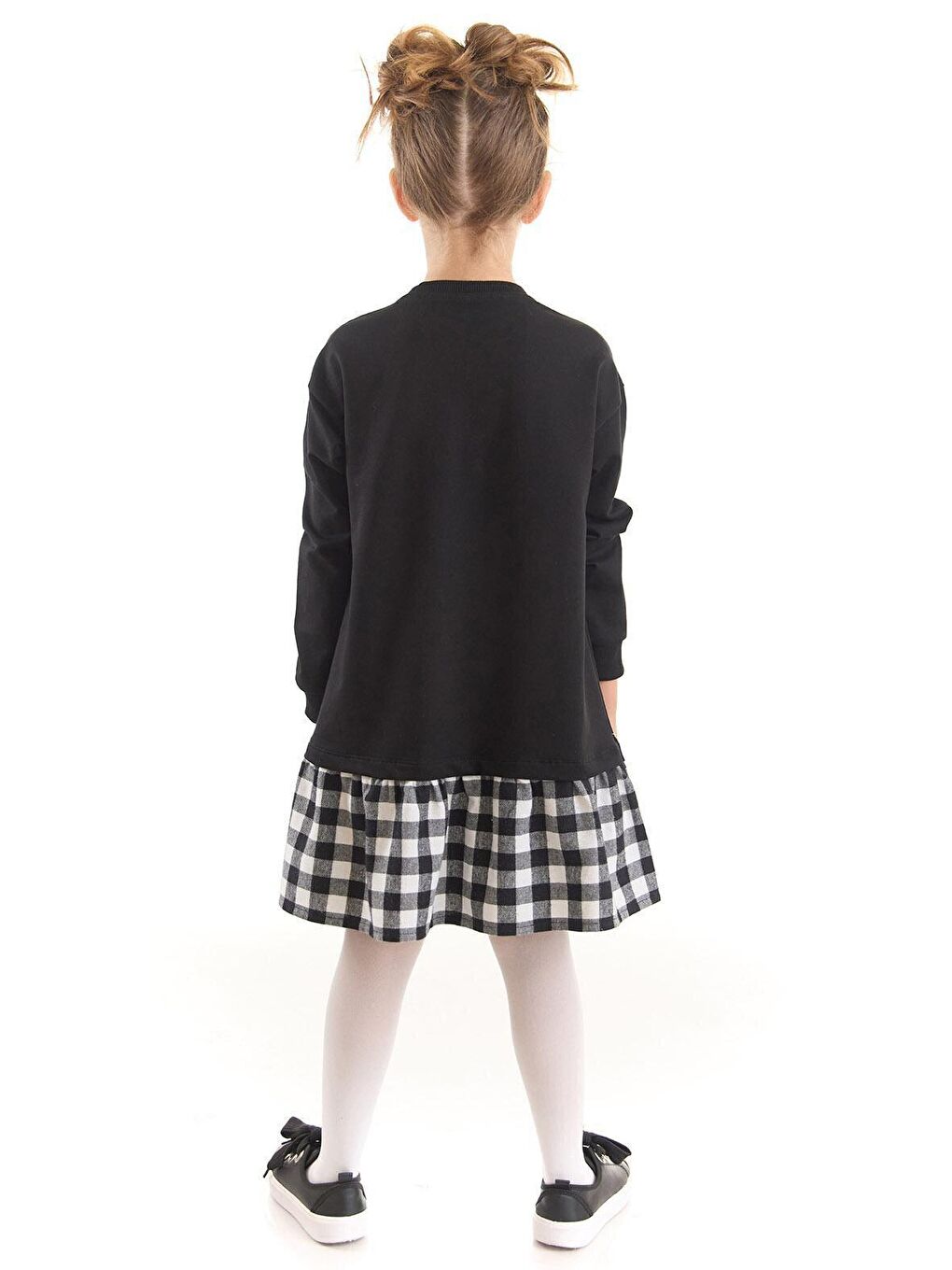 Komik Kalp Kız Çocuk Ekose Siyah Elbise-1