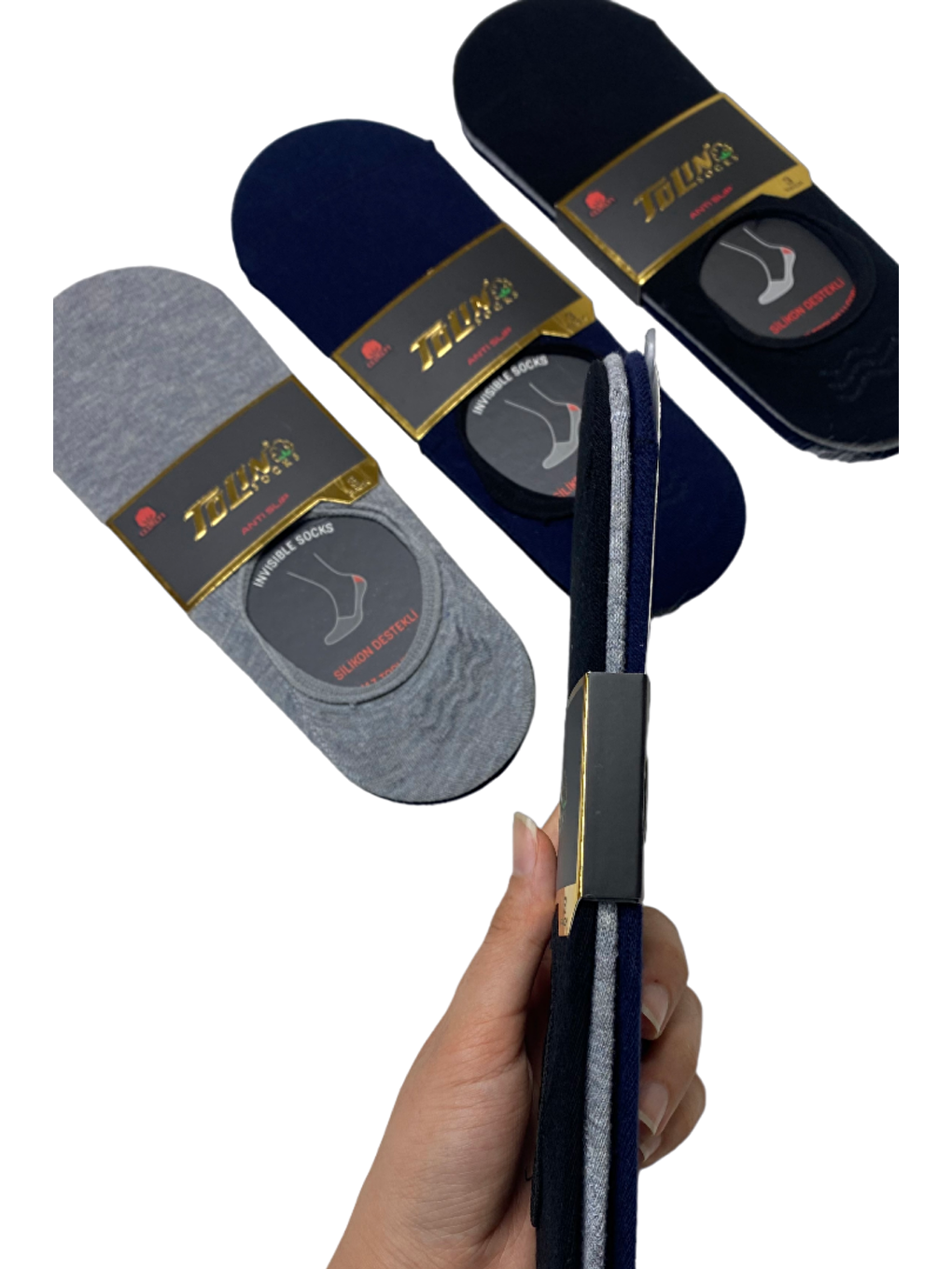 Erkek Karışık Renk Penye Kaymaz Topuklu Görünmez Babet 12'li Çorap Seti 10100-1