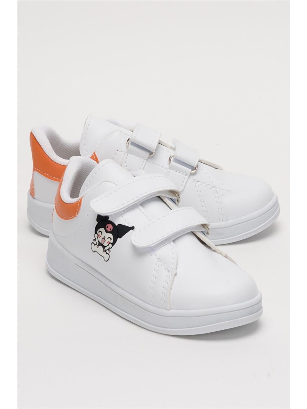 Çocuk Kuromi Baskılı Cırtlı Unisex Spor Ayakkabı Turuncu-1
