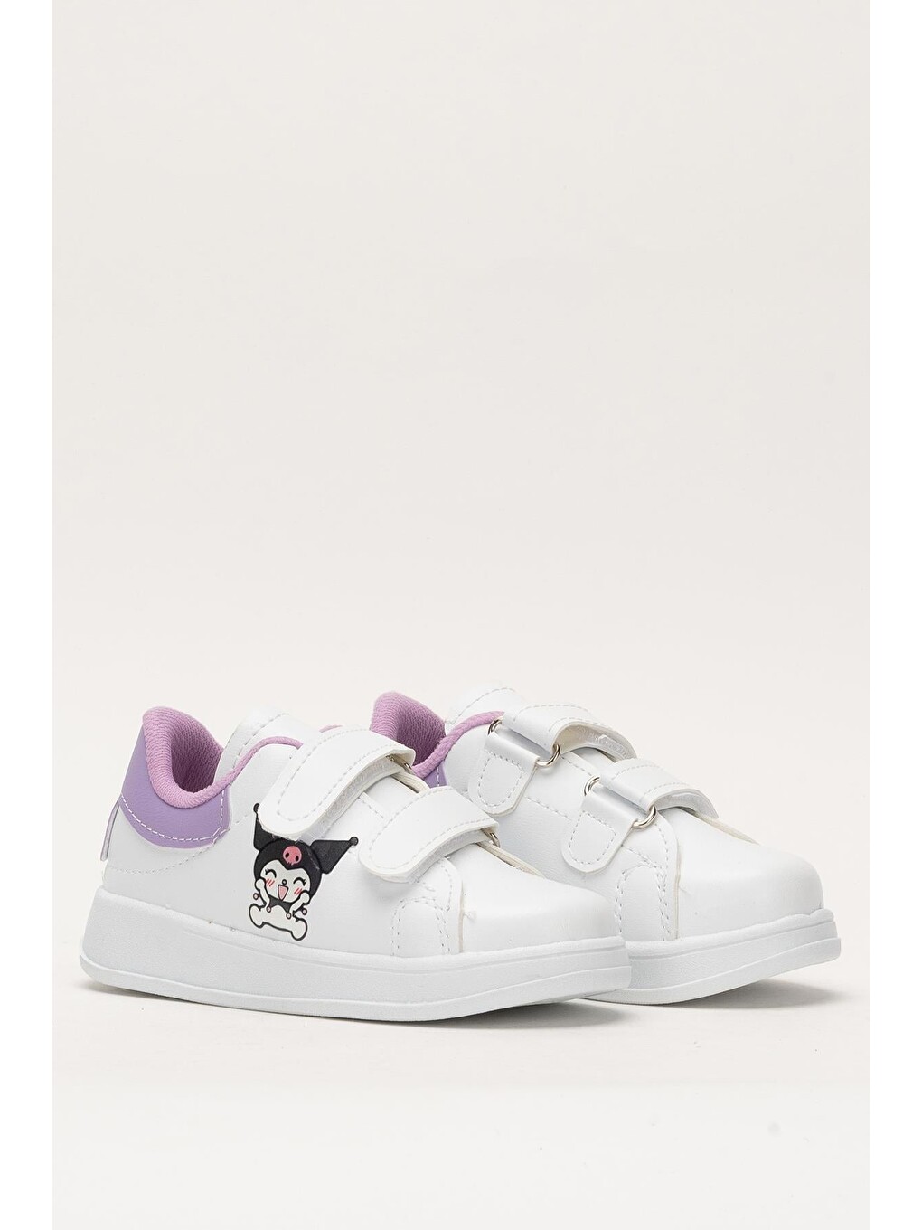 Çocuk Kuromi Baskılı Cırtlı Unisex Spor Ayakkabı Beyaz - Lila-2