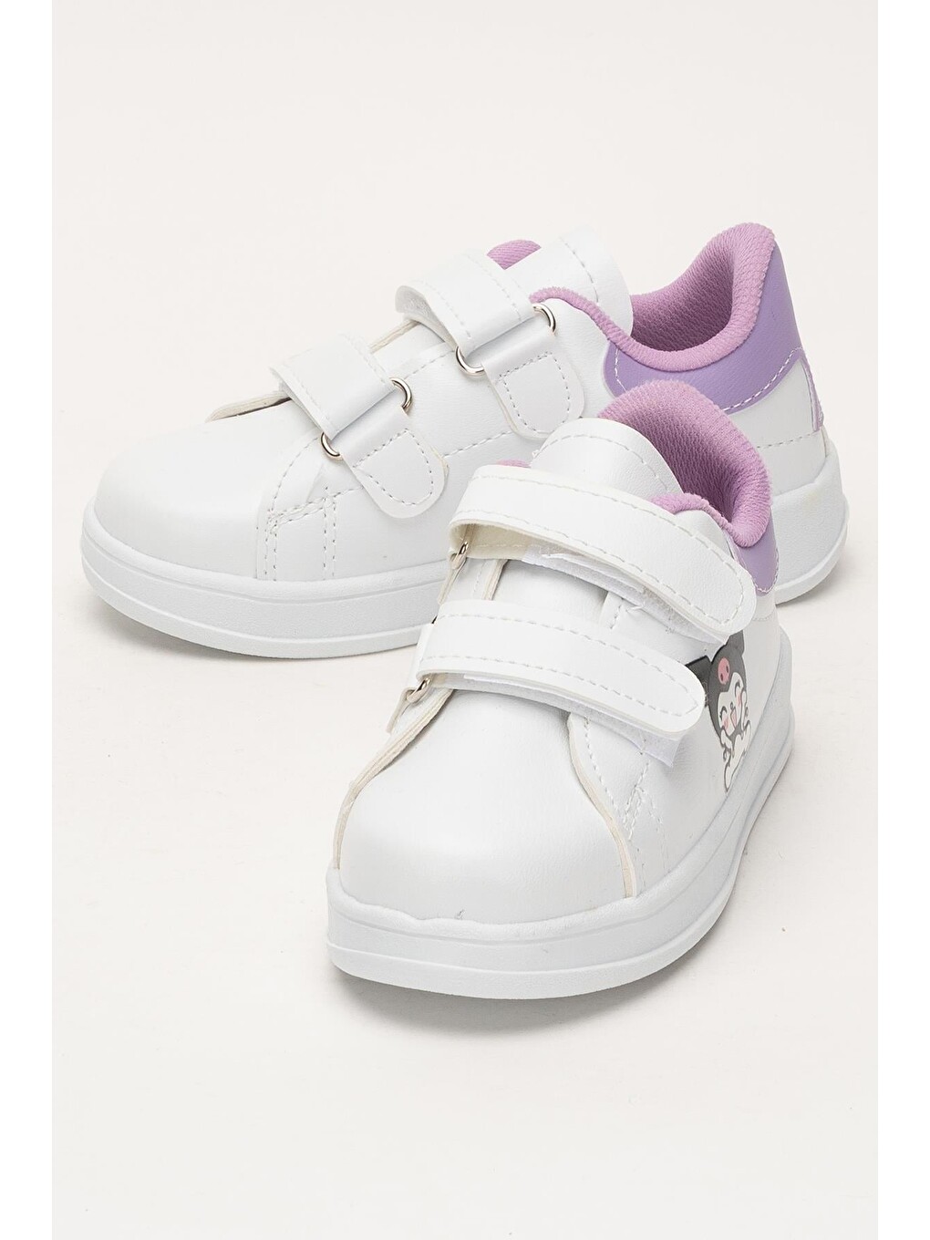 Çocuk Kuromi Baskılı Cırtlı Unisex Spor Ayakkabı Beyaz - Lila-4