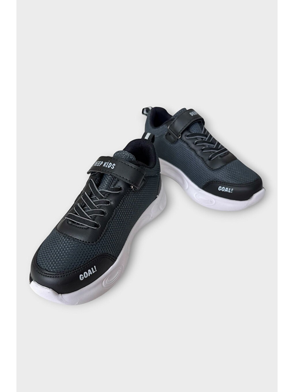 Gri Cırtlı Bağcıklı Airfile Erkek Çocuk Spor Ayakkabı Füme-2