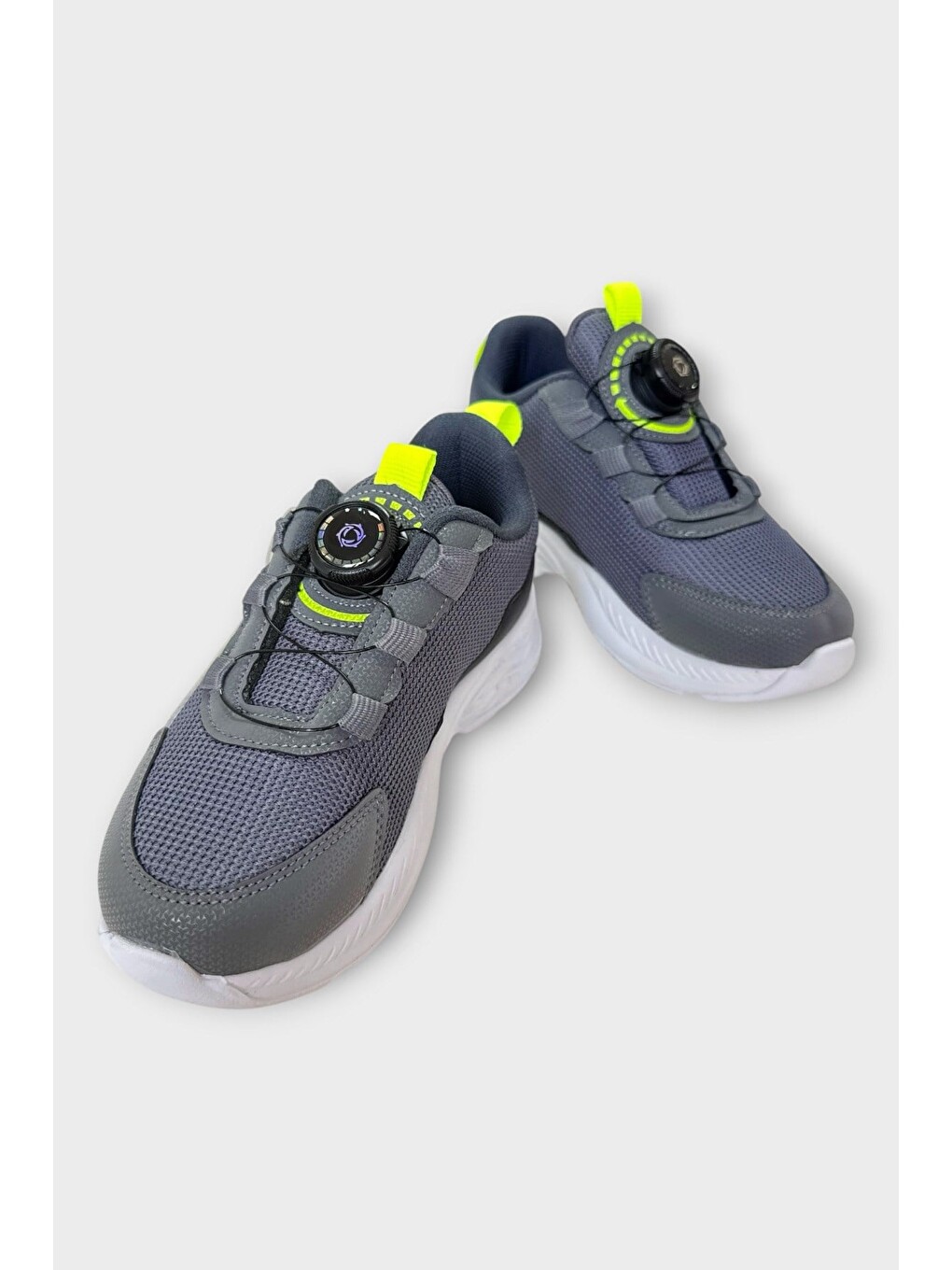 Gri Otomatik Bağcıklı Çocuk Spor Ayakkabı Füme-2