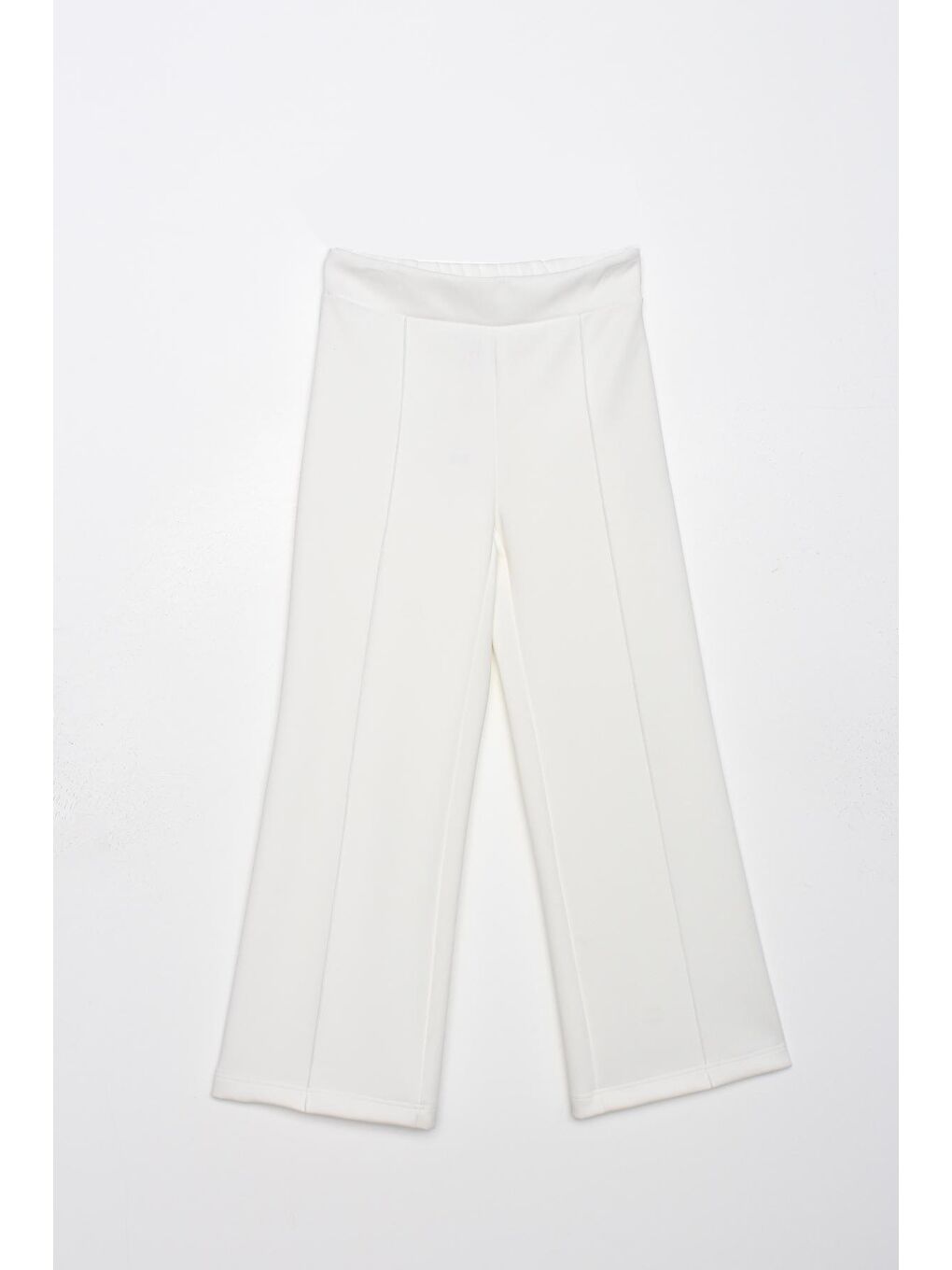 Beyaz Çimalı Bol Paça Scuba Pantolon-4