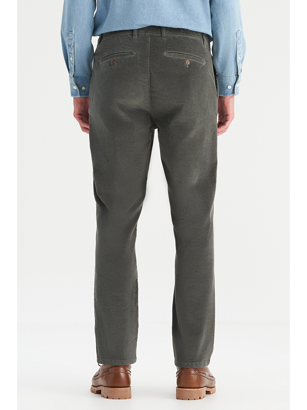 Yeşil Pamuklu Regular Fit Normal Kesim Cepli Esnek Pantolon-4