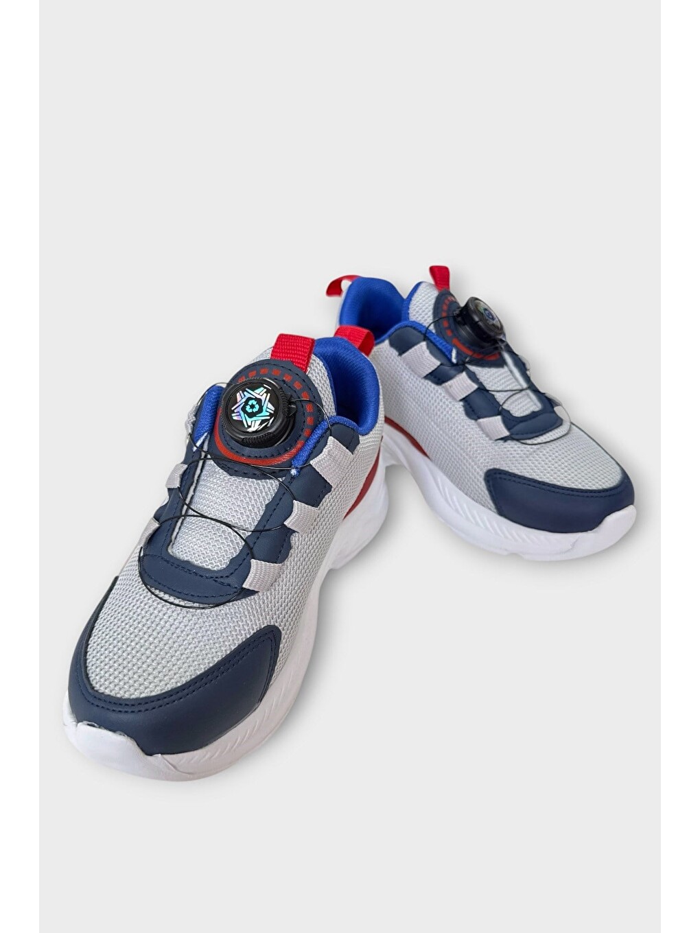 Gri Otomatik Bağcıklı Çocuk Spor Ayakkabı Buz - Lacivert-2