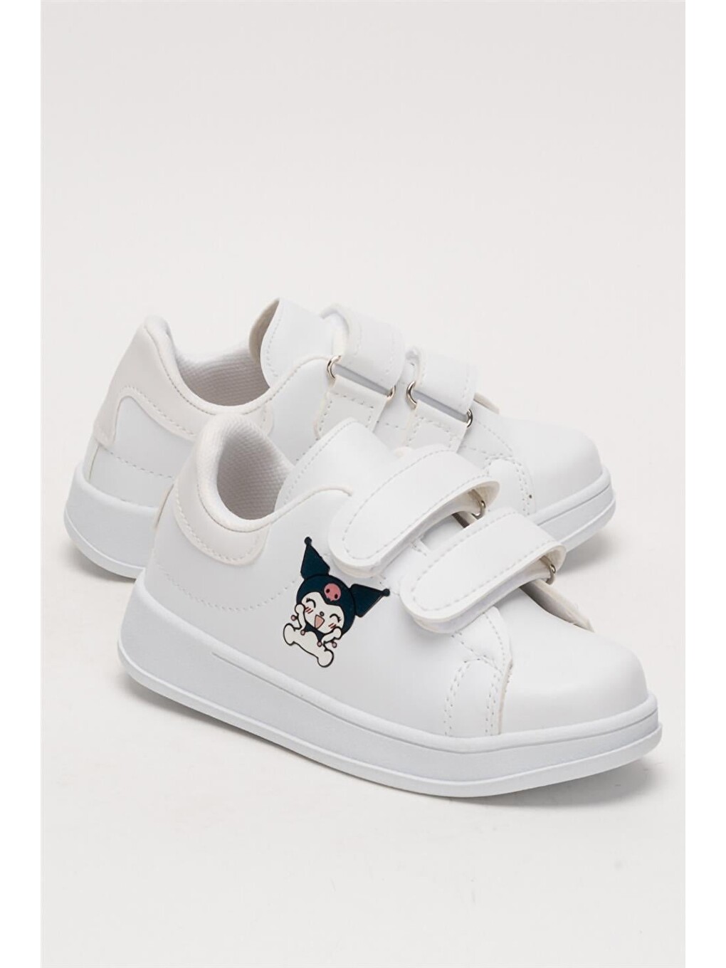 Çocuk Kuromi Baskılı Cırtlı Unisex Spor Ayakkabı Beyaz-1