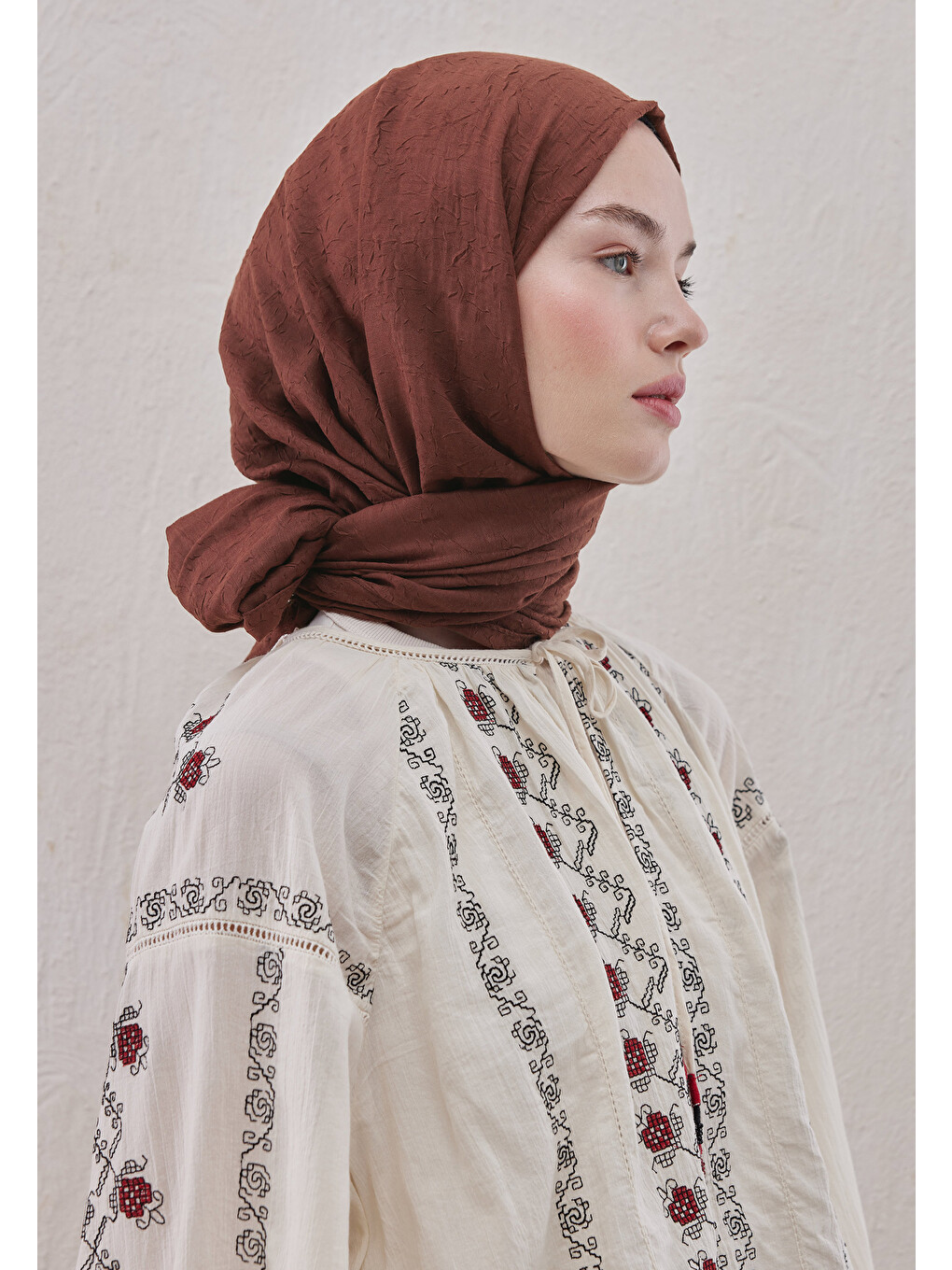Kahverengi Bambu Şal Kızılcık-1