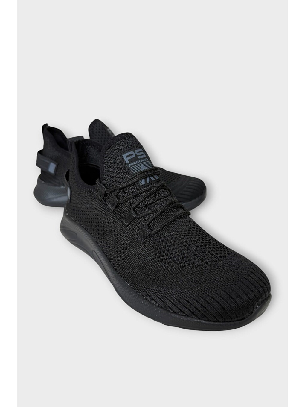 Triko Bağcıklı Unisex Spor Ayakkabı Siyah-1
