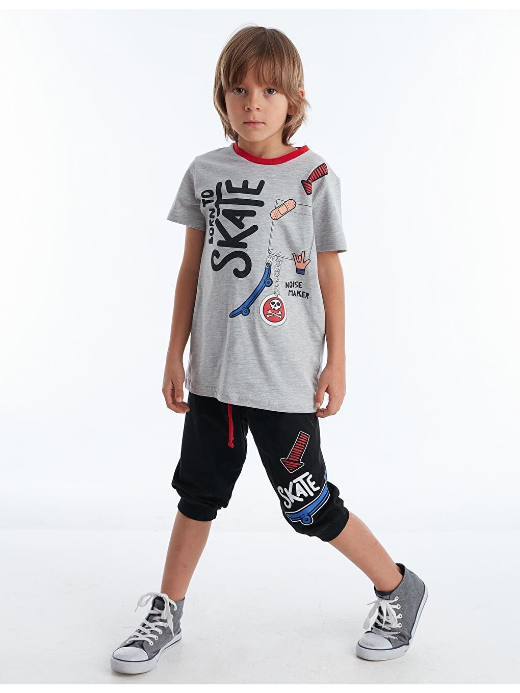 Karışık Born to Skate Erkek Çocuk Tişört Şort Takım