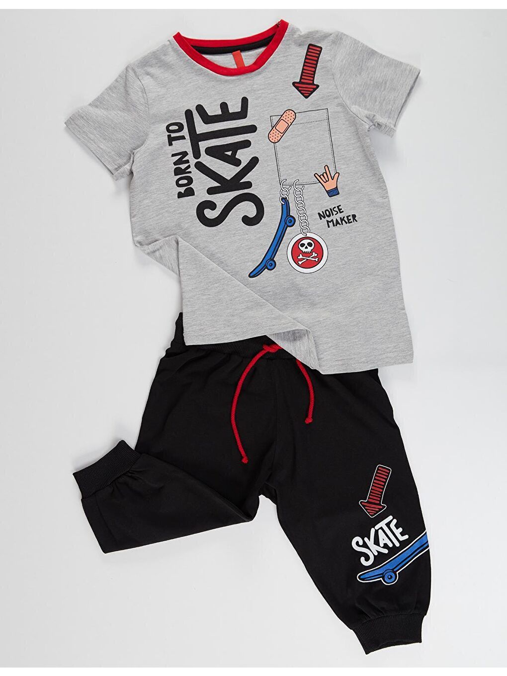 Karışık Born to Skate Erkek Çocuk Tişört Şort Takım-2