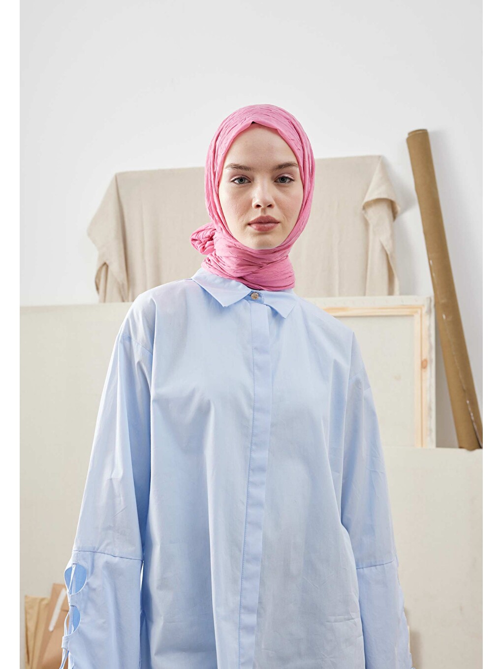 Bambu Şal Pembe-1