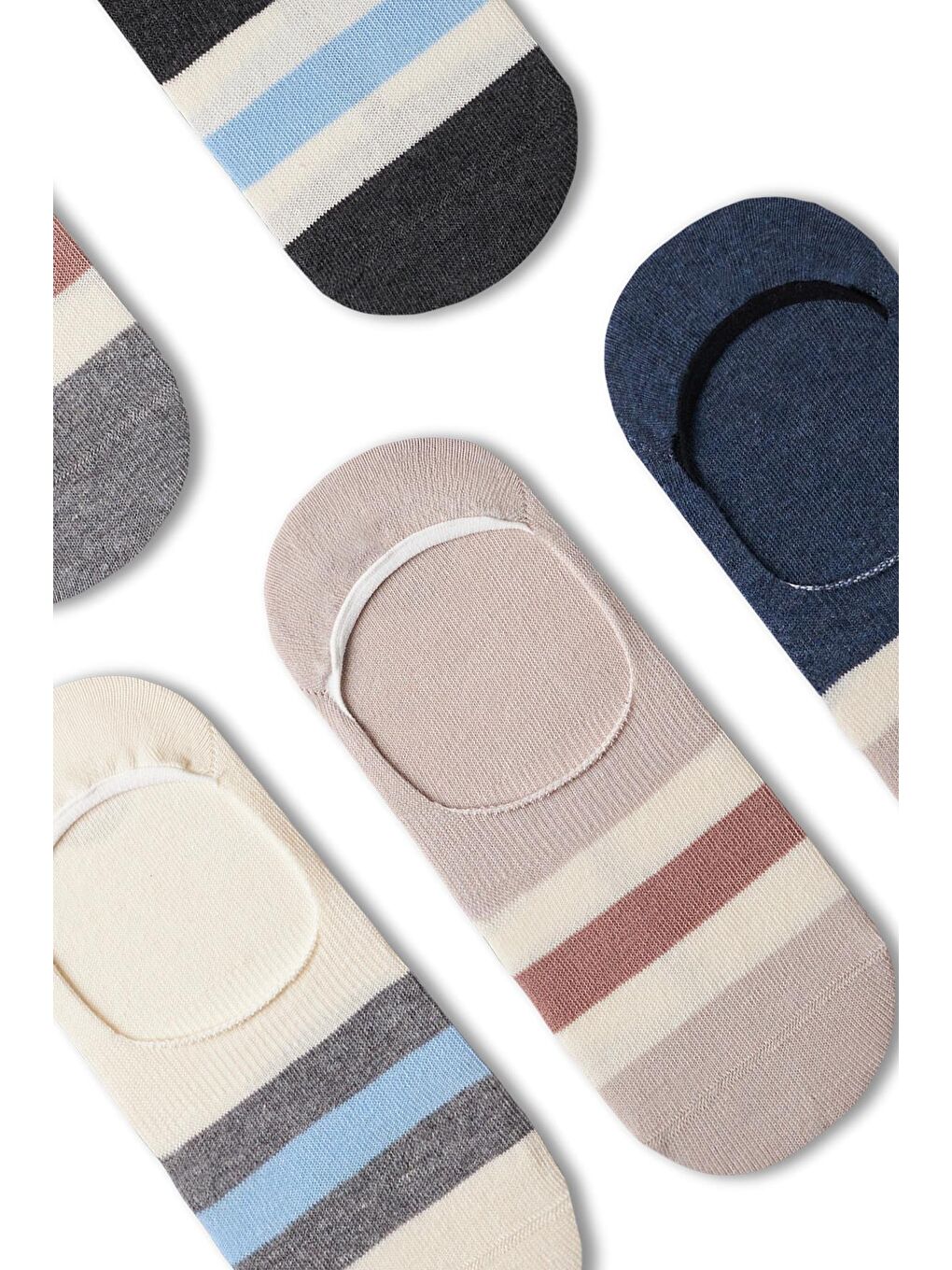 Karışık Erkek Çizgi Detaylı 5'Li Görünmez Babet Çorap-2