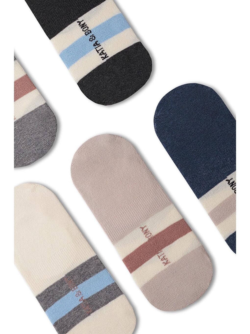 Karışık Erkek Çizgi Detaylı 5'Li Görünmez Babet Çorap-3