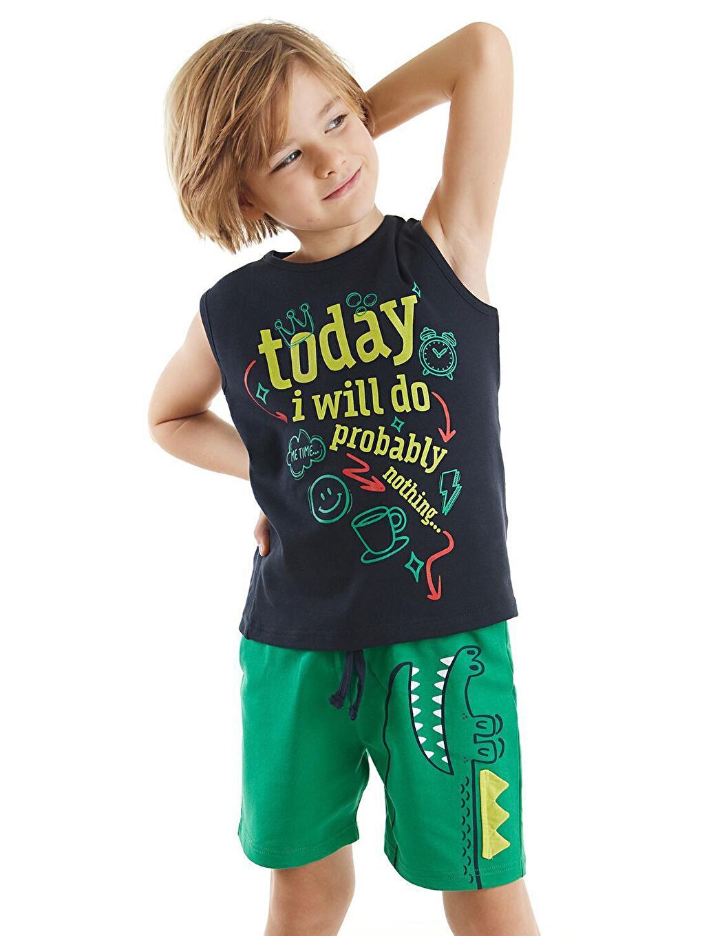 Denokids Karışık Today Erkek Çocuk T-shirt Şort Takım