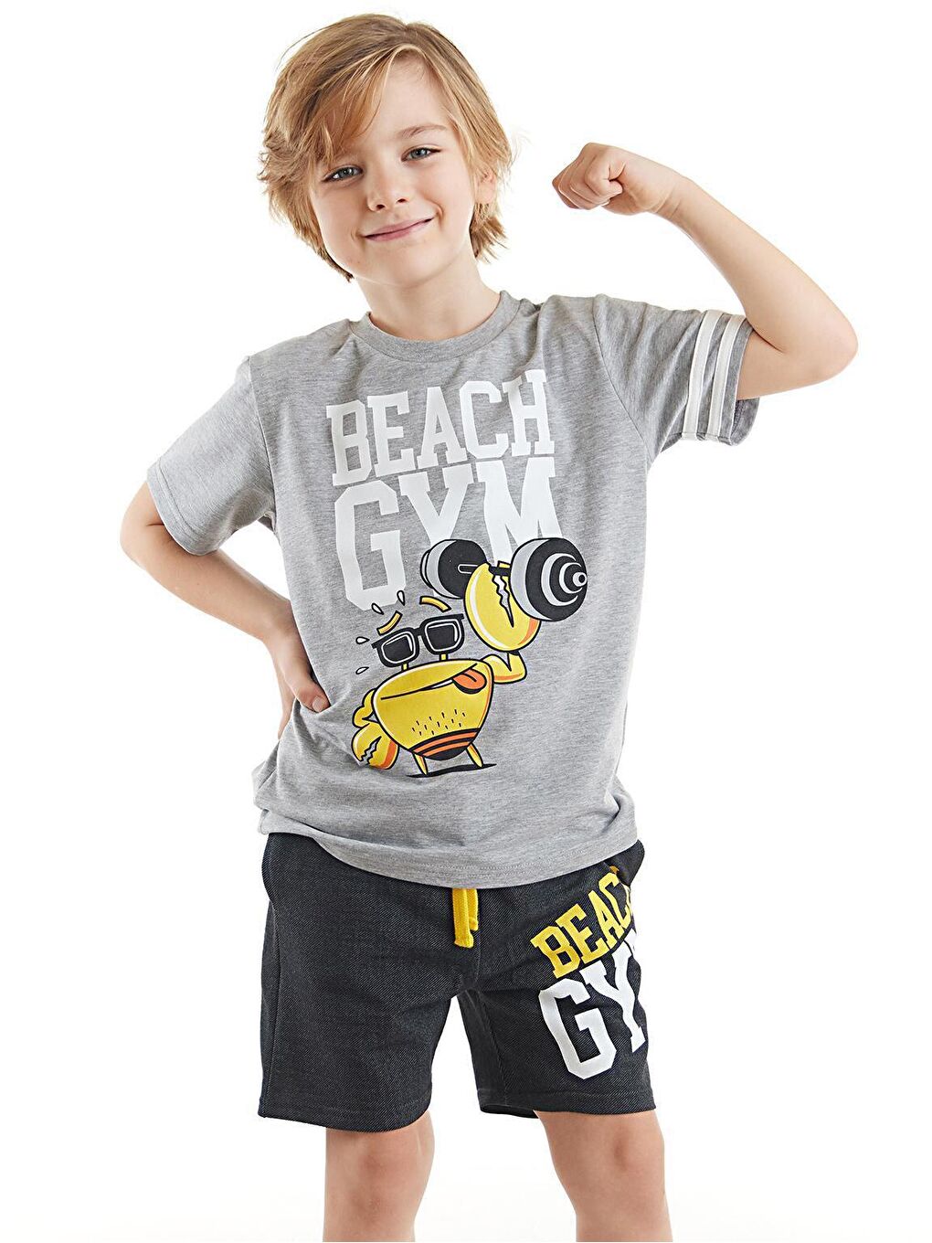 Denokids Karışık Beach Gym Erkek Çocuk T-shirt Şort Takım