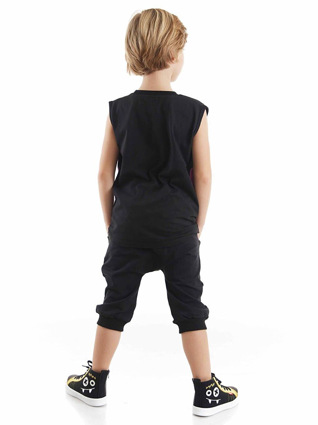 Denokids Karışık Şimşek Maske Erkek Çocuk T-shirt Kapri Takım - 1