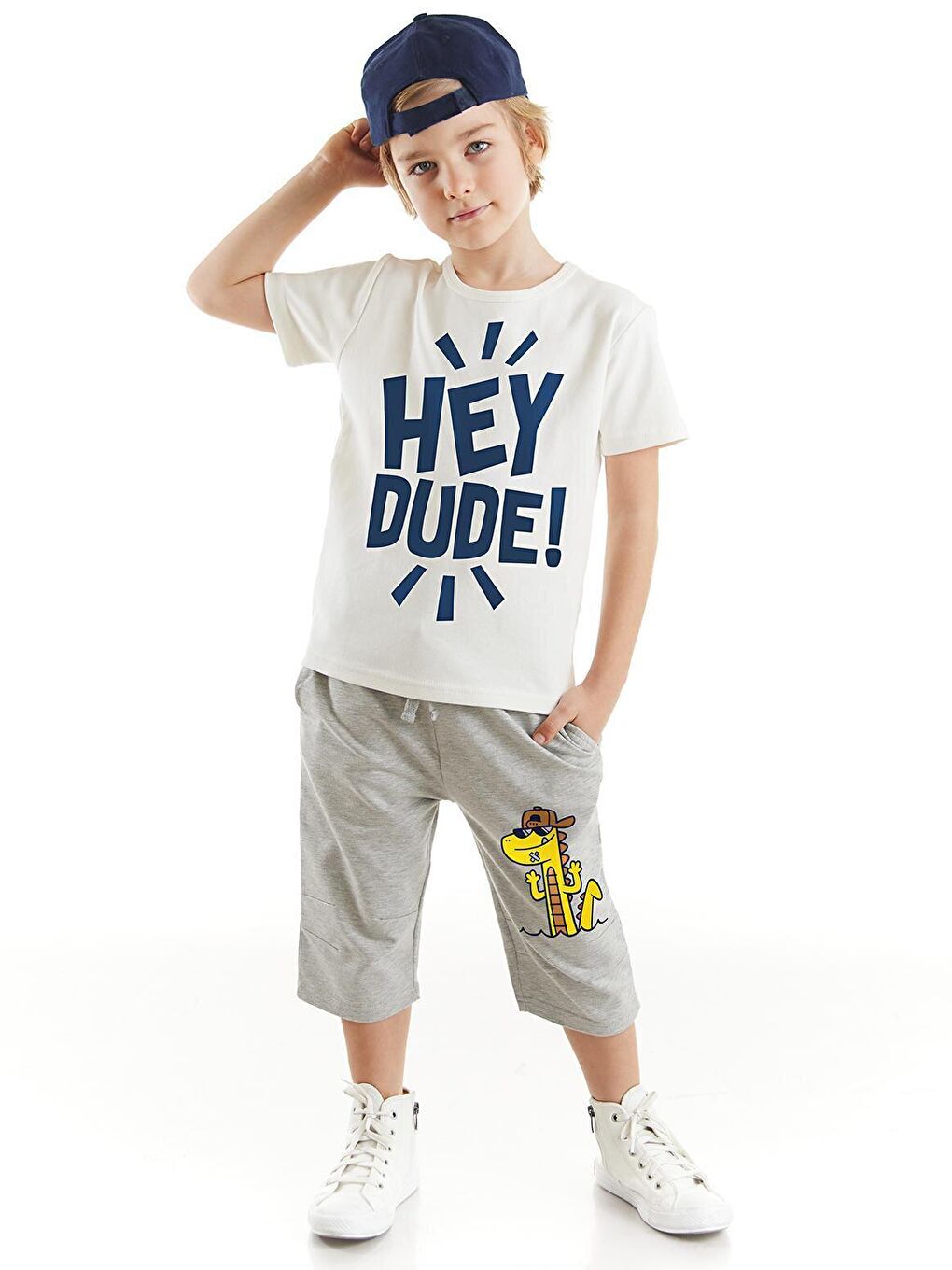 Denokids Karışık Hey Dude Erkek Çocuk T-shirt Kapri Takım