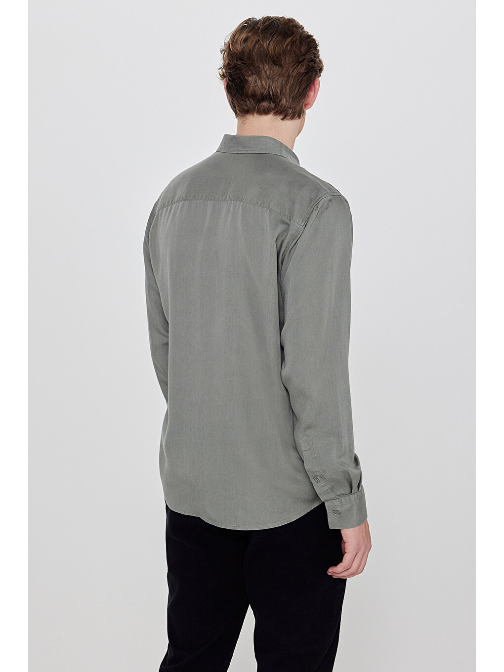 Haki Regular Fit Klasik Yaka Gömlek-4