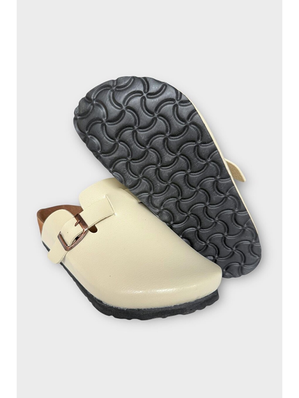Ekru Unisex Toka Detaylı Mantar Anatomik Tabanlı Terlik Krem-5