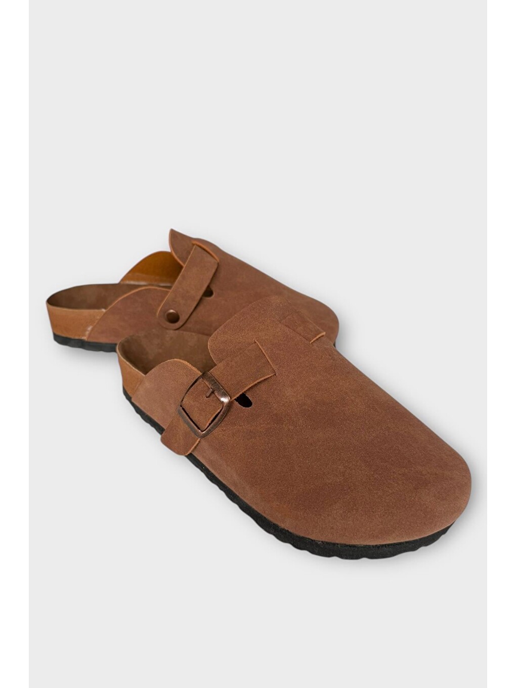 Kahverengi Unisex Toka Detaylı Mantar Anatomik Tabanlı Terlik Tarçin-1
