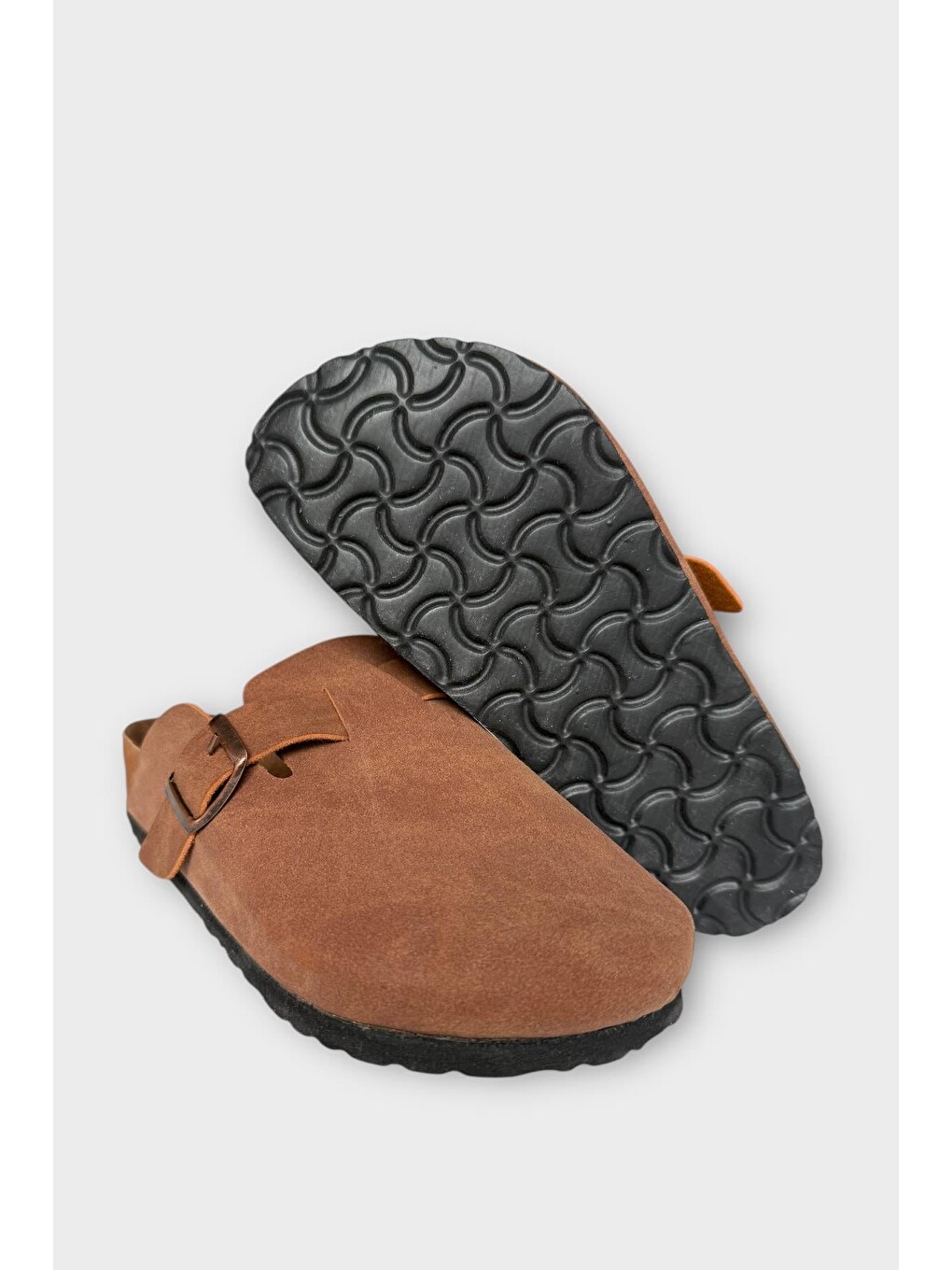 Kahverengi Unisex Toka Detaylı Mantar Anatomik Tabanlı Terlik Tarçin-5