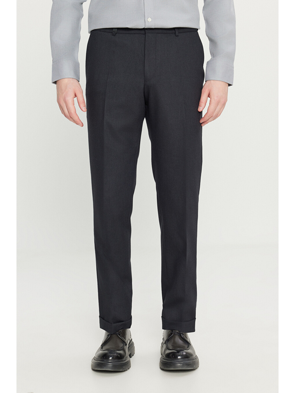 Erkek Antrasit Slim Fit Dar Kesim Gizli Lasiktli Yan Cepli Esnek Klasik Pantolon