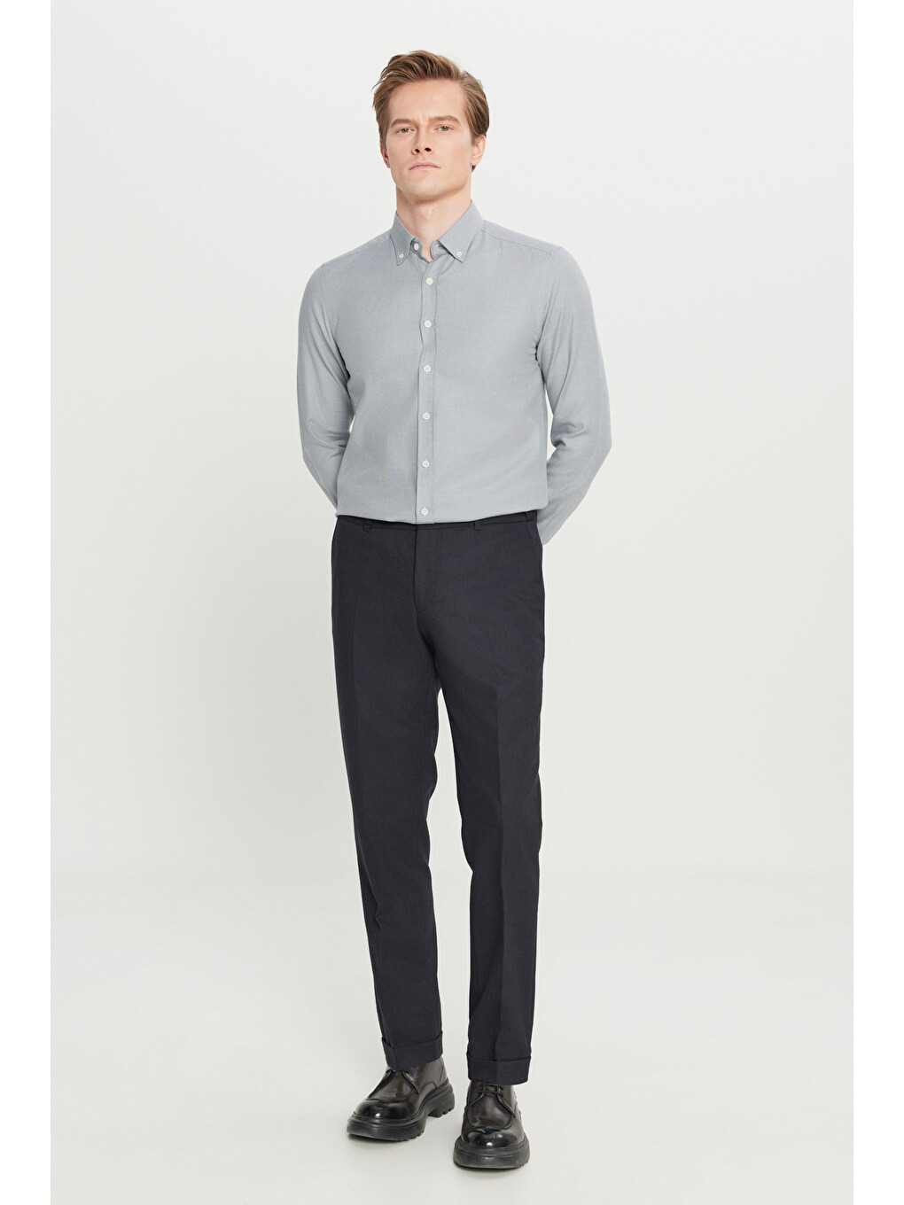 Erkek Antrasit Slim Fit Dar Kesim Gizli Lasiktli Yan Cepli Esnek Klasik Pantolon-1