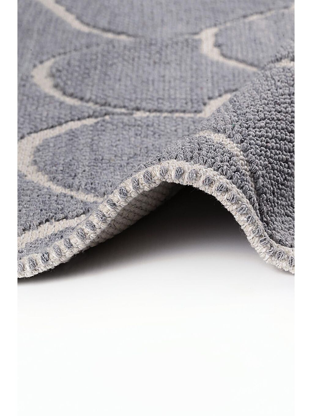 Pearl Doğal Pamuklu 2'li Banyo Paspas Seti 60x100+50x60 cm Gri-3