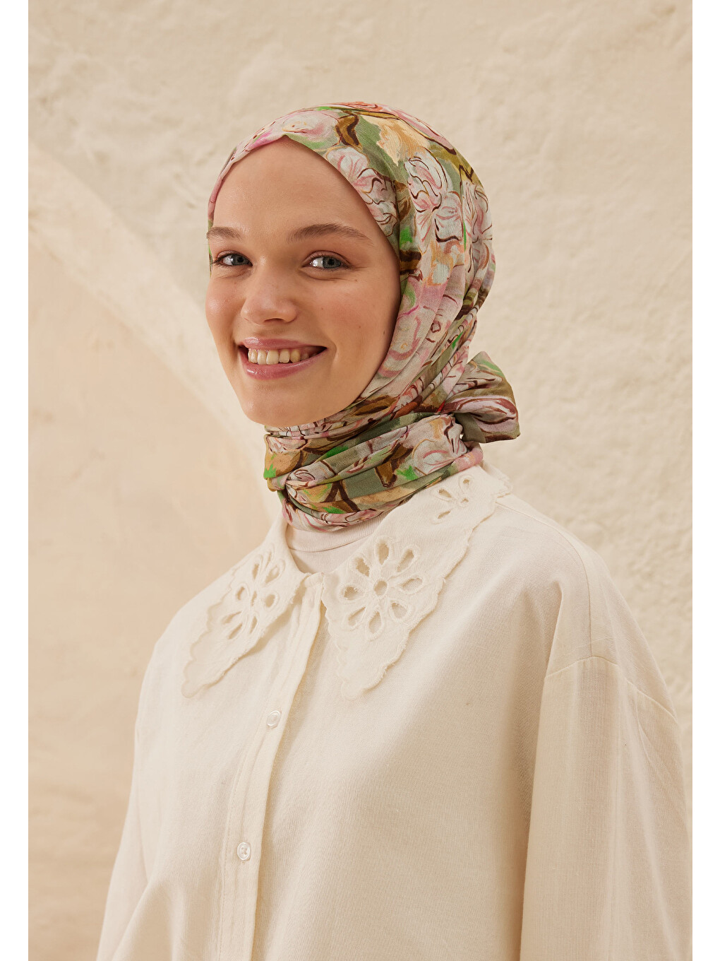 Linda Desen Rami Şal Gül Pembe-4
