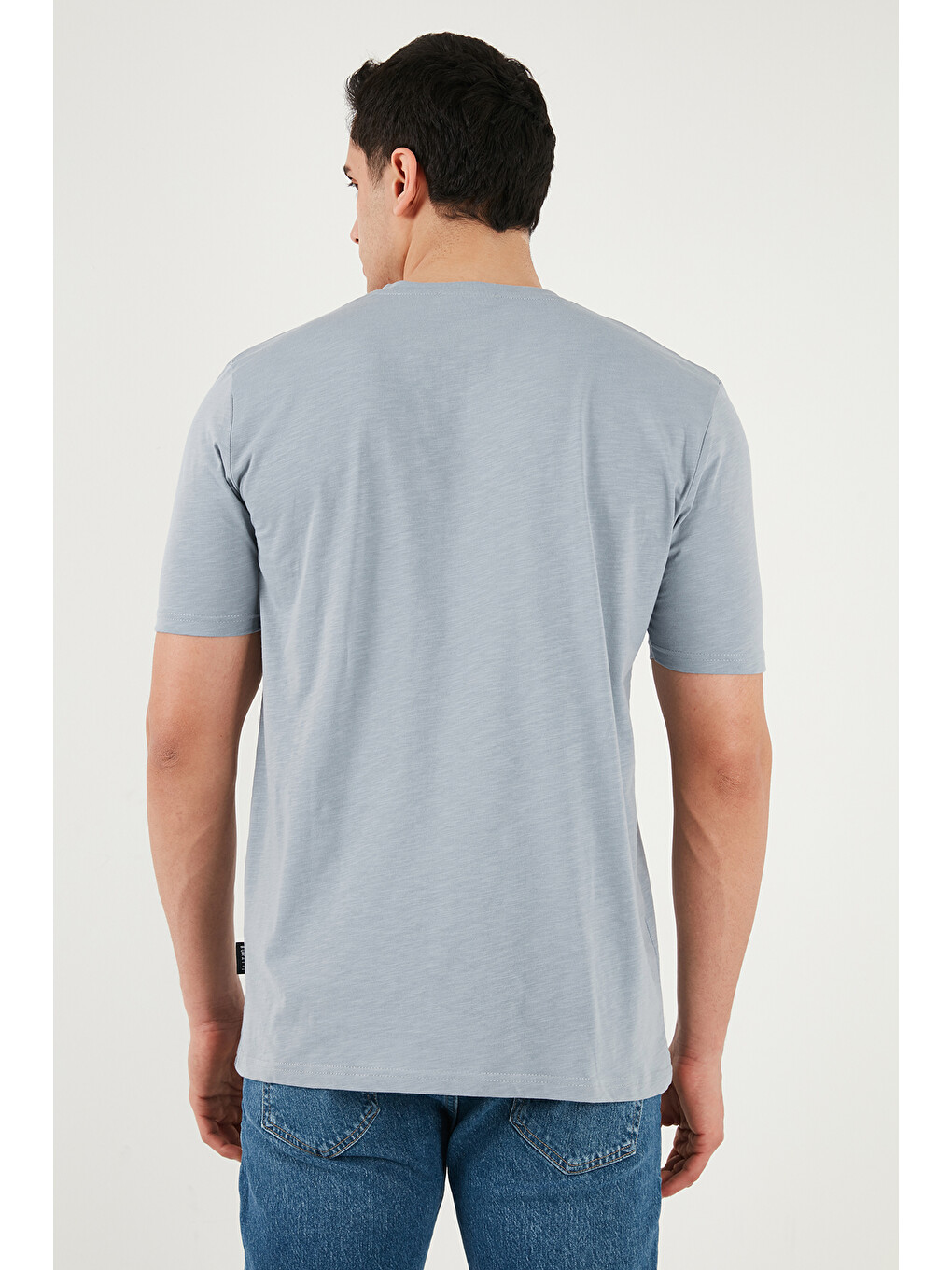 Gri Bisiklet Yaka %100 Pamuk Slim Fit Basic Tişört 59020001-6