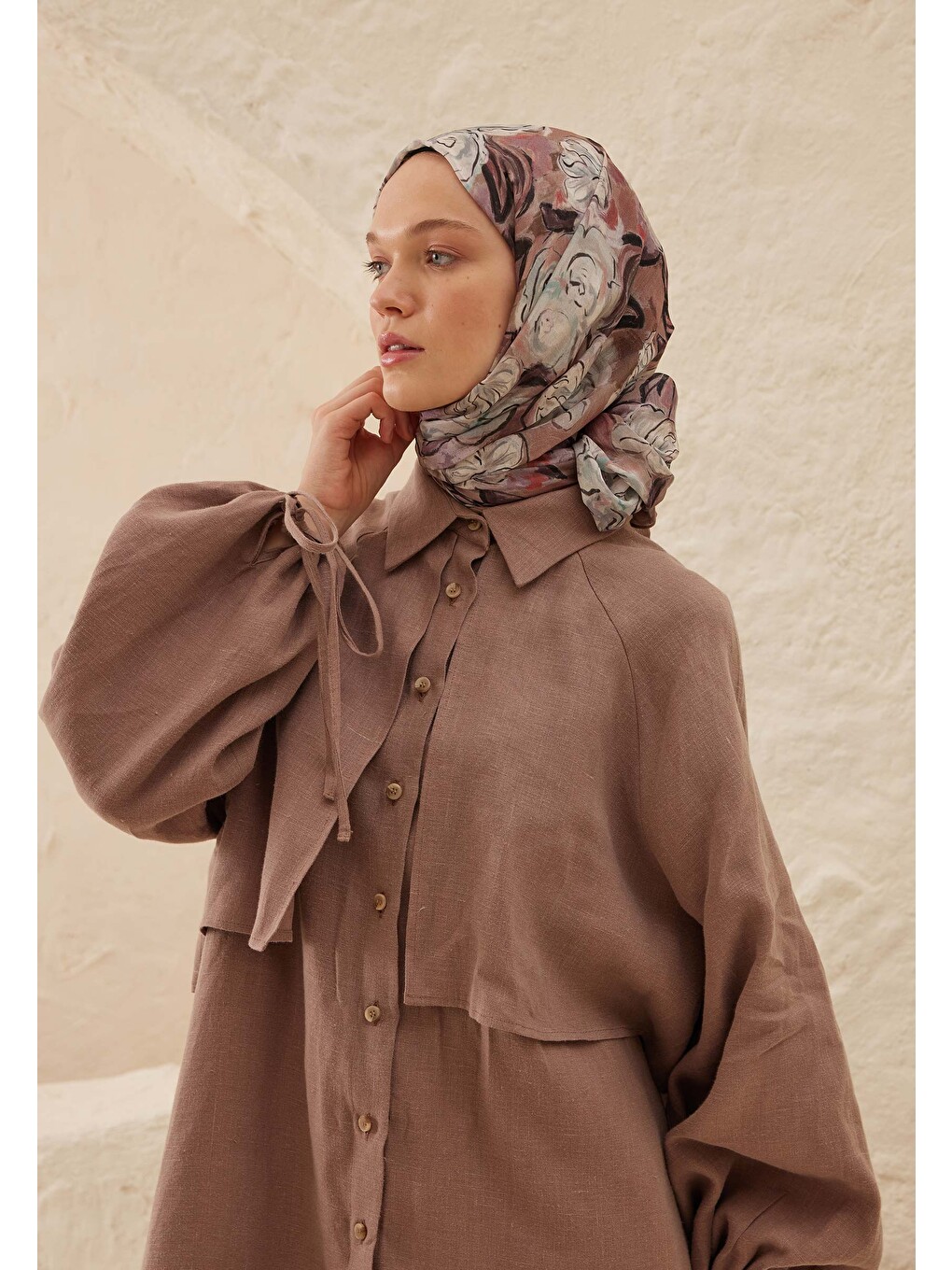 Pembe Linda Desen Rami Şal Gül Kurusu-2