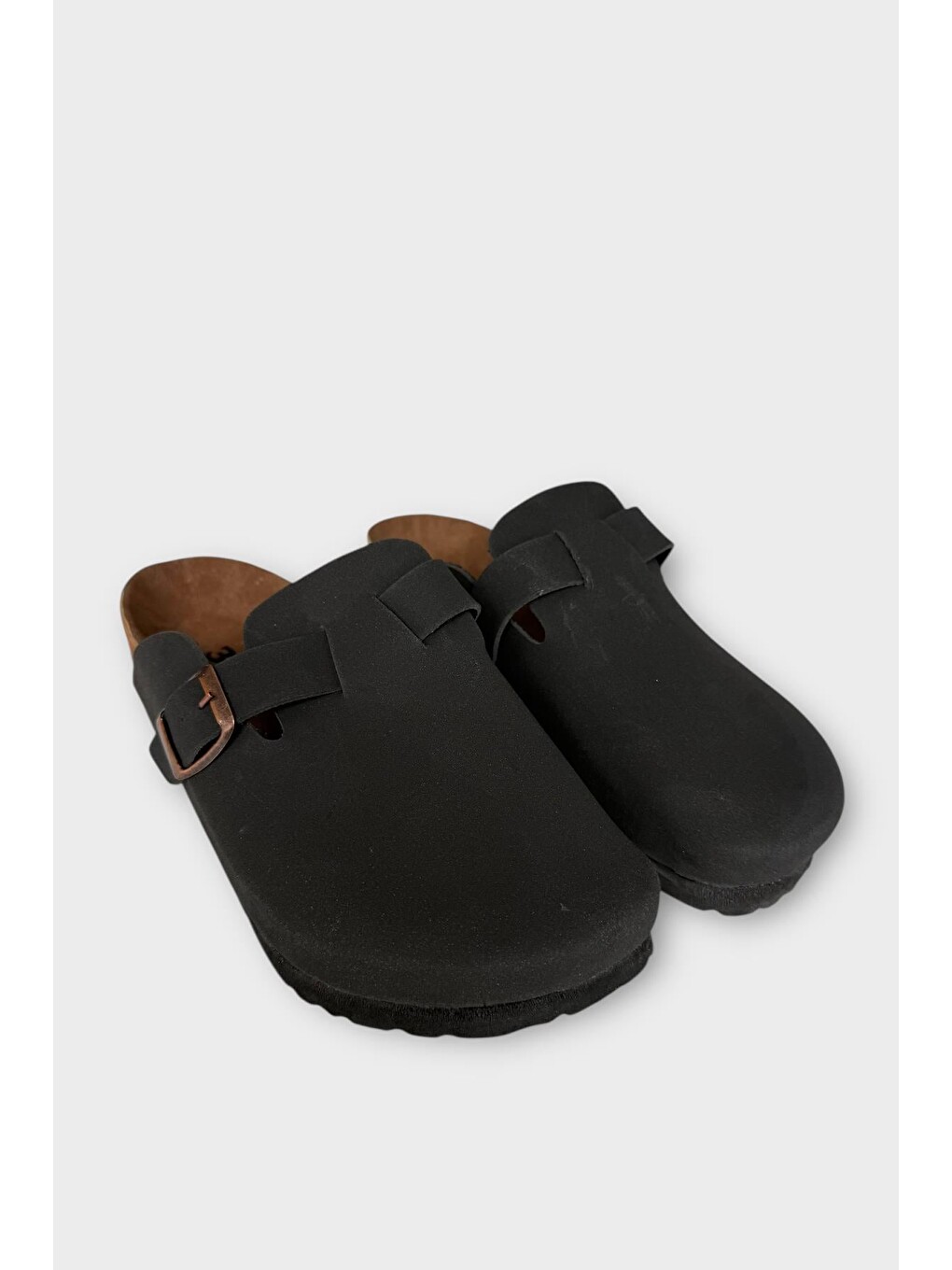 Unisex Toka Detaylı Mantar Anatomik Tabanlı Terlik Siyah - Taba-2