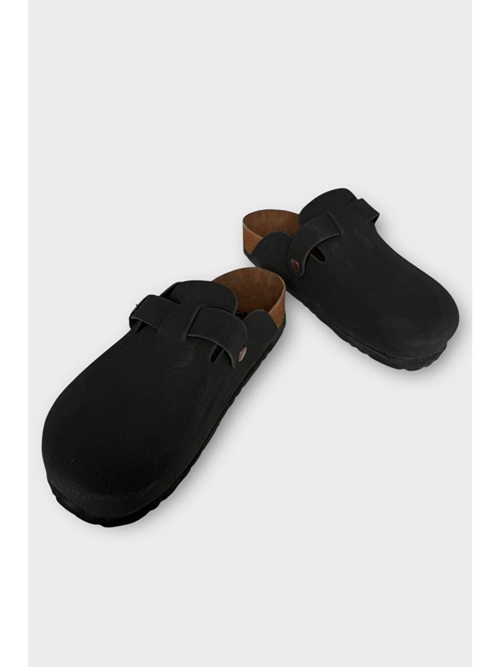 Unisex Toka Detaylı Mantar Anatomik Tabanlı Terlik Siyah - Taba-3