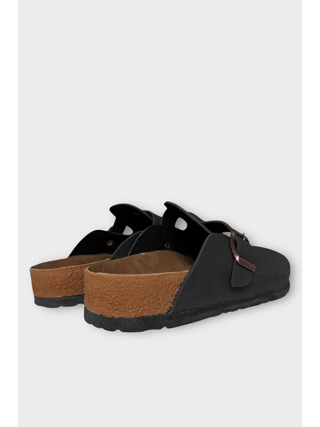 Unisex Toka Detaylı Mantar Anatomik Tabanlı Terlik Siyah - Taba-4