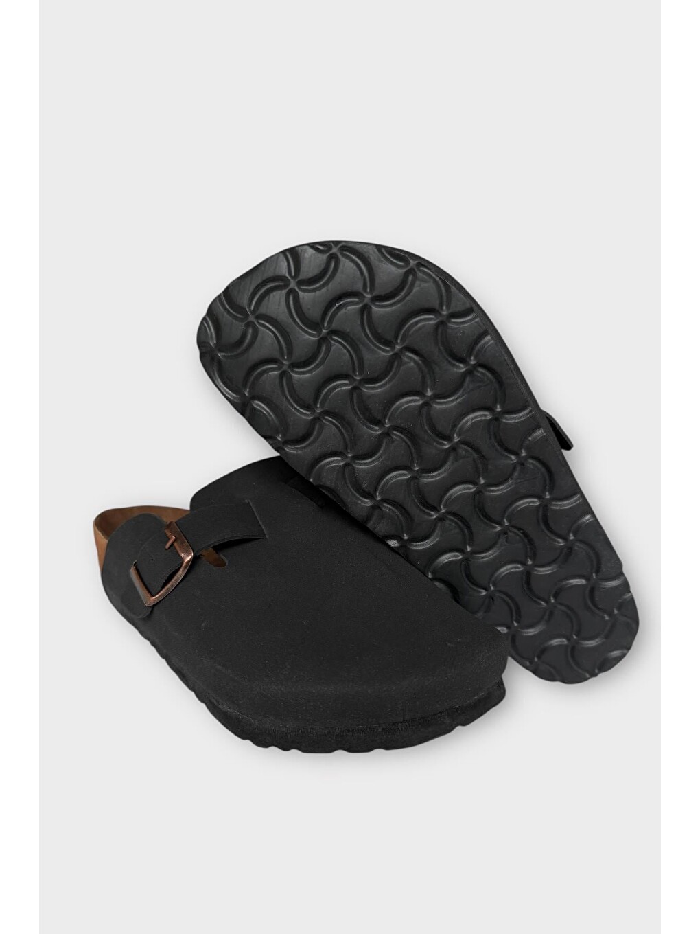 Unisex Toka Detaylı Mantar Anatomik Tabanlı Terlik Siyah - Taba-5
