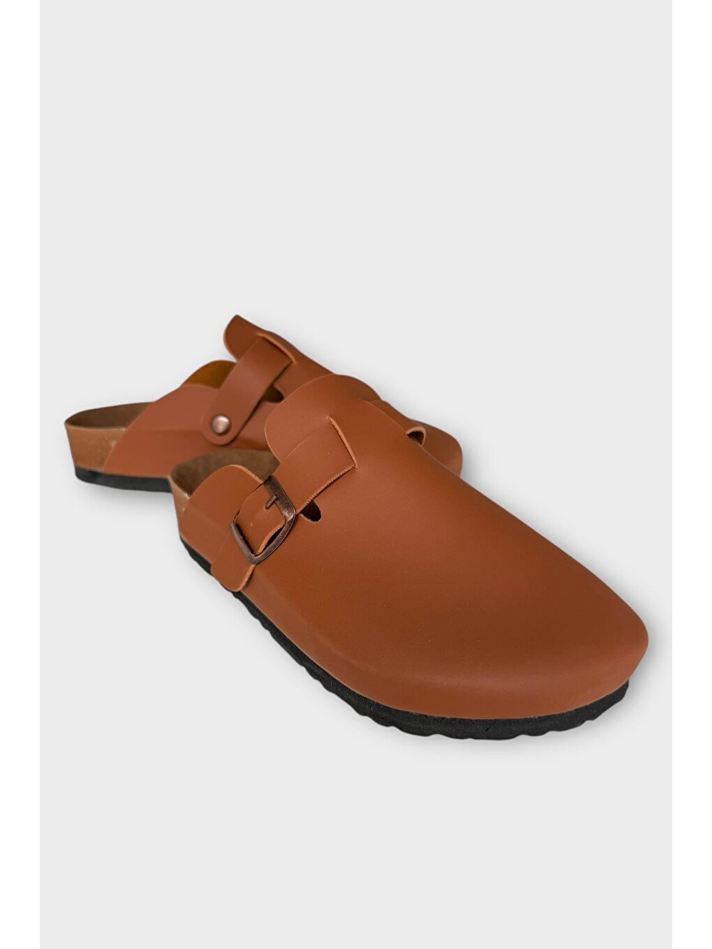 Kahverengi Unisex Toka Detaylı Mantar Anatomik Tabanlı Terlik Taba-1