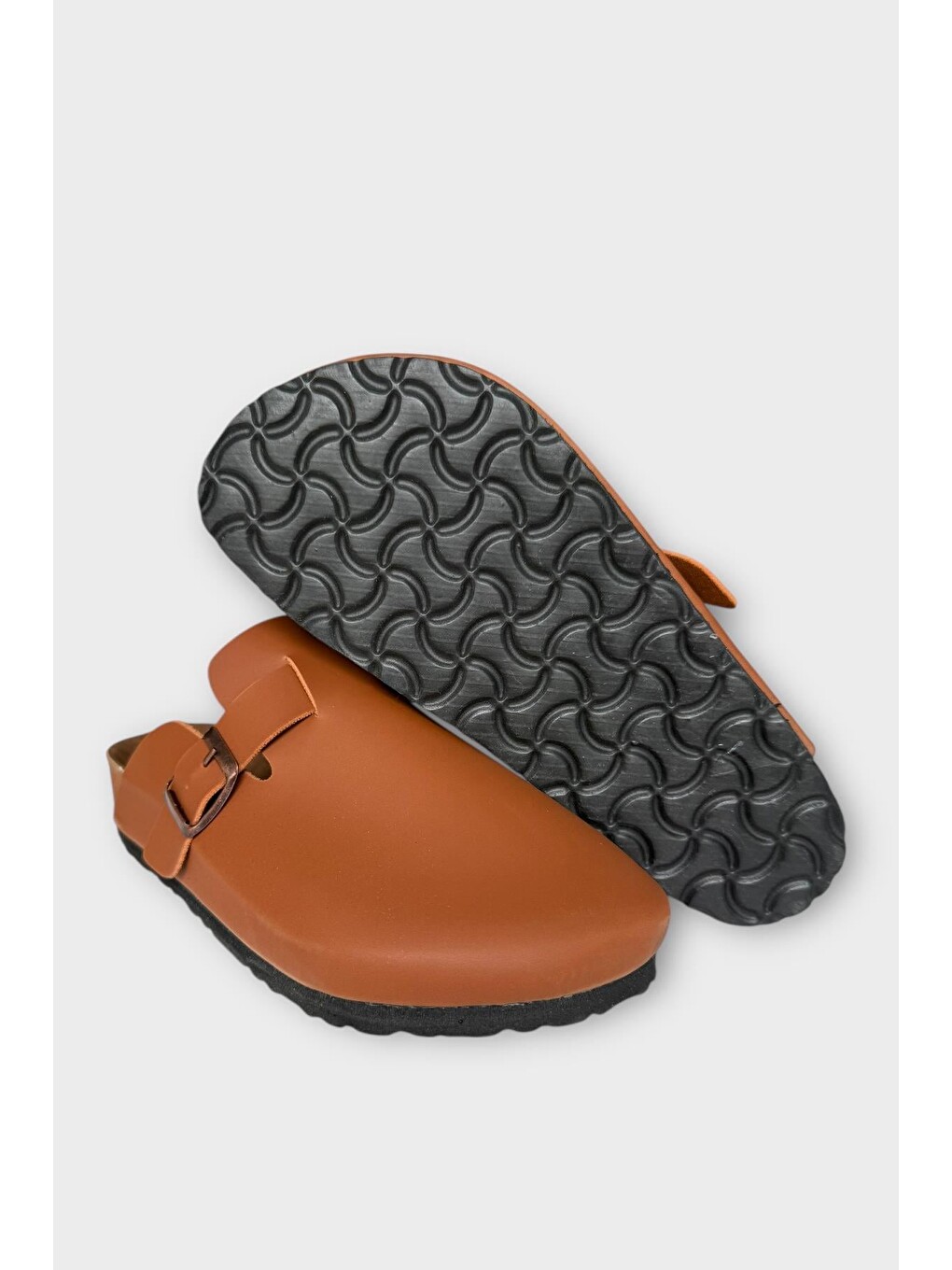 Kahverengi Unisex Toka Detaylı Mantar Anatomik Tabanlı Terlik Taba-5