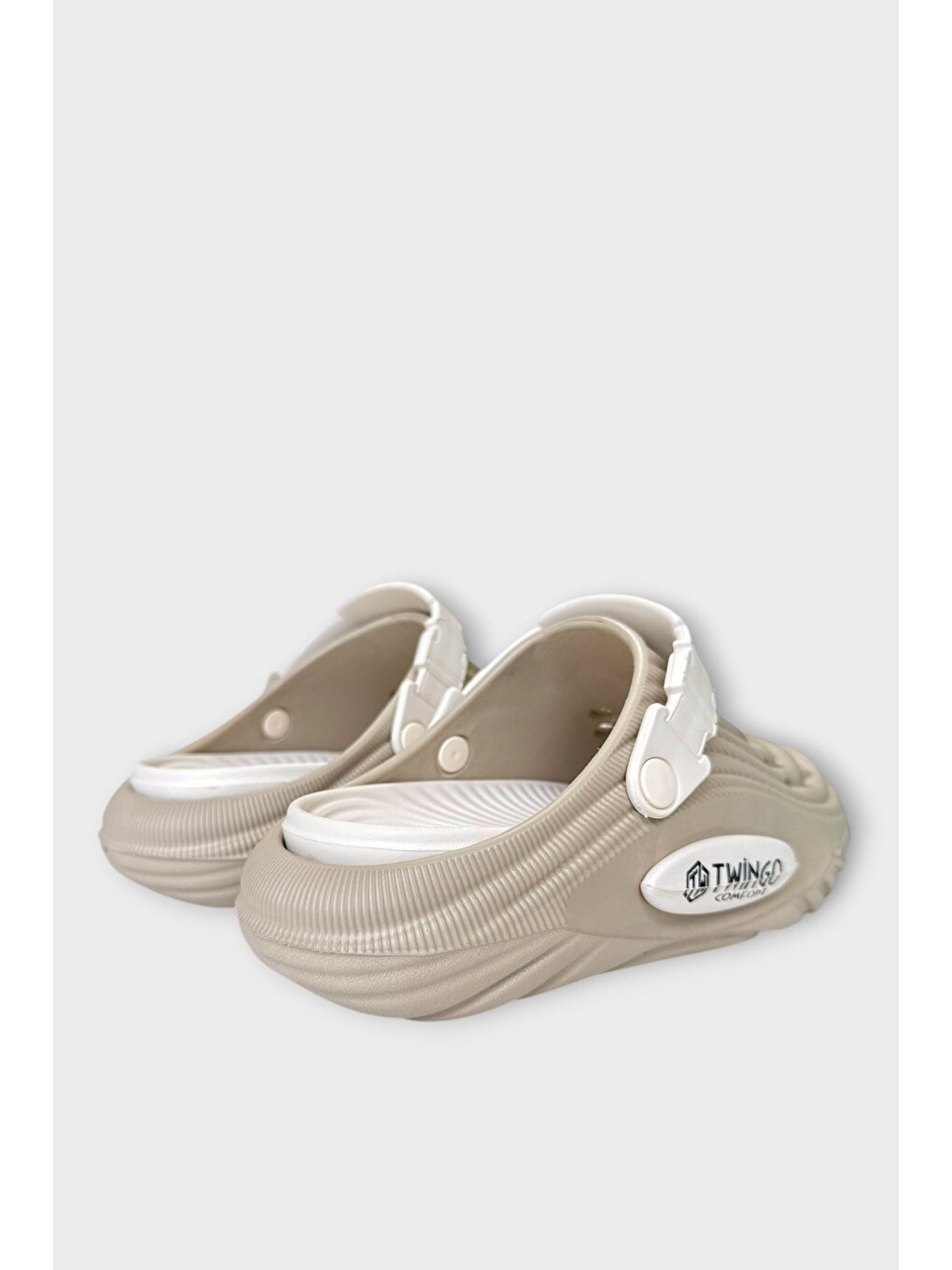 Bej Hasır Desenli Unisex Sabo Terlik Vizon-3