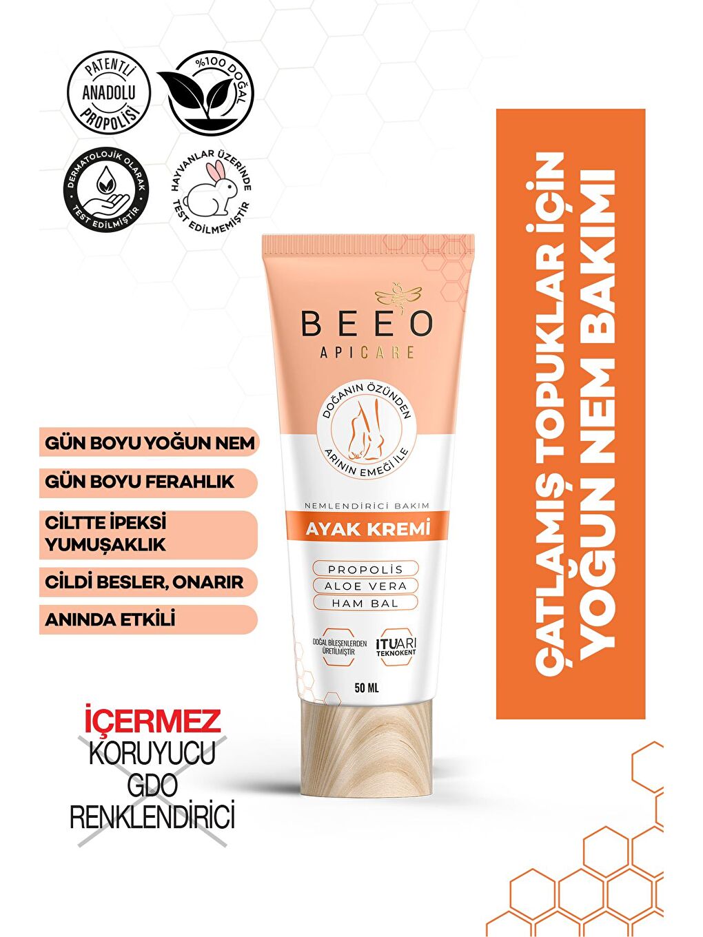 bee'o propolis Turuncu Apicare Ayak Kremi 50 ml