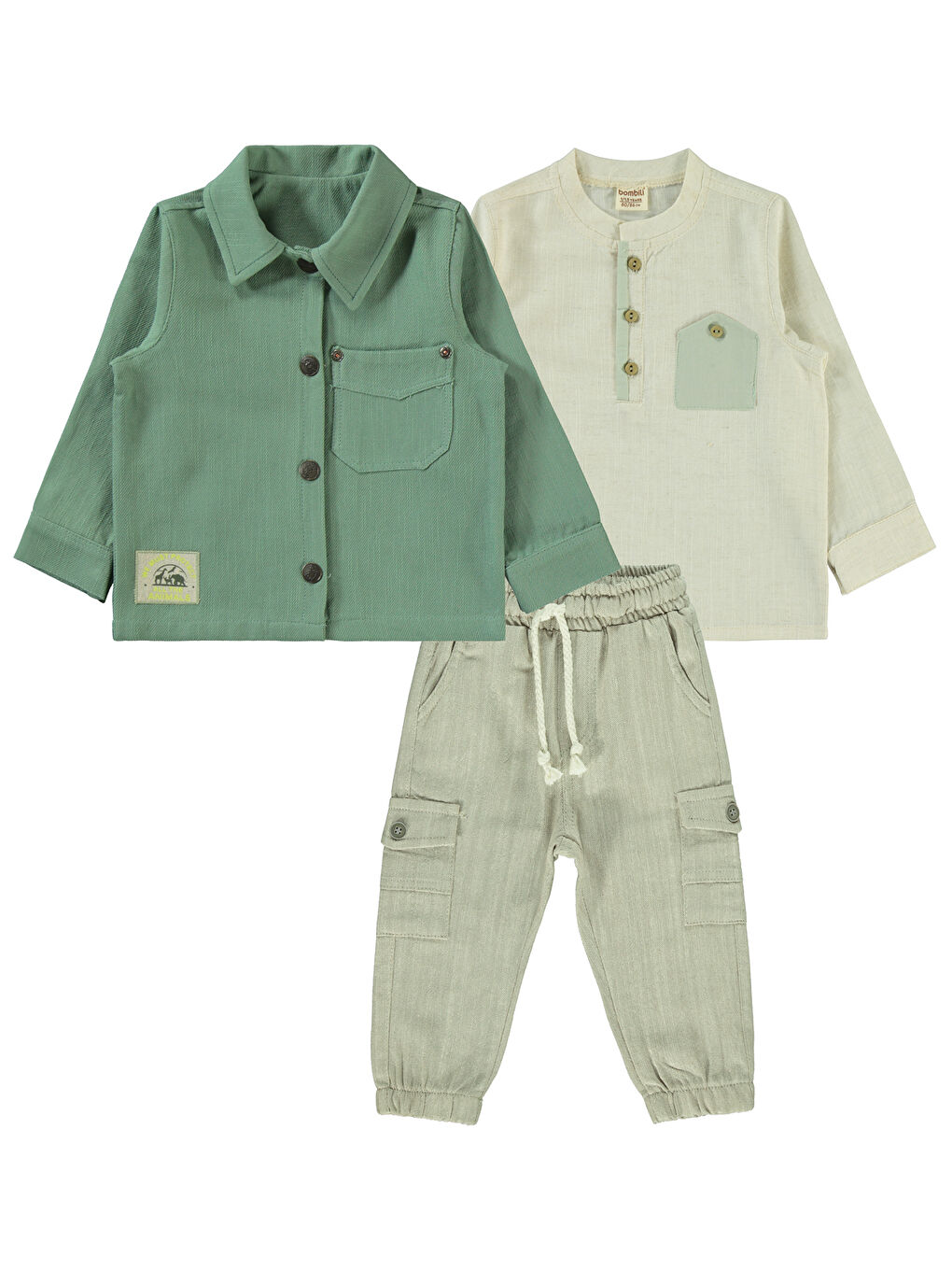 Yeşil Erkek Çocuk 3'lü Takım 1-3 Yaş Mint-1