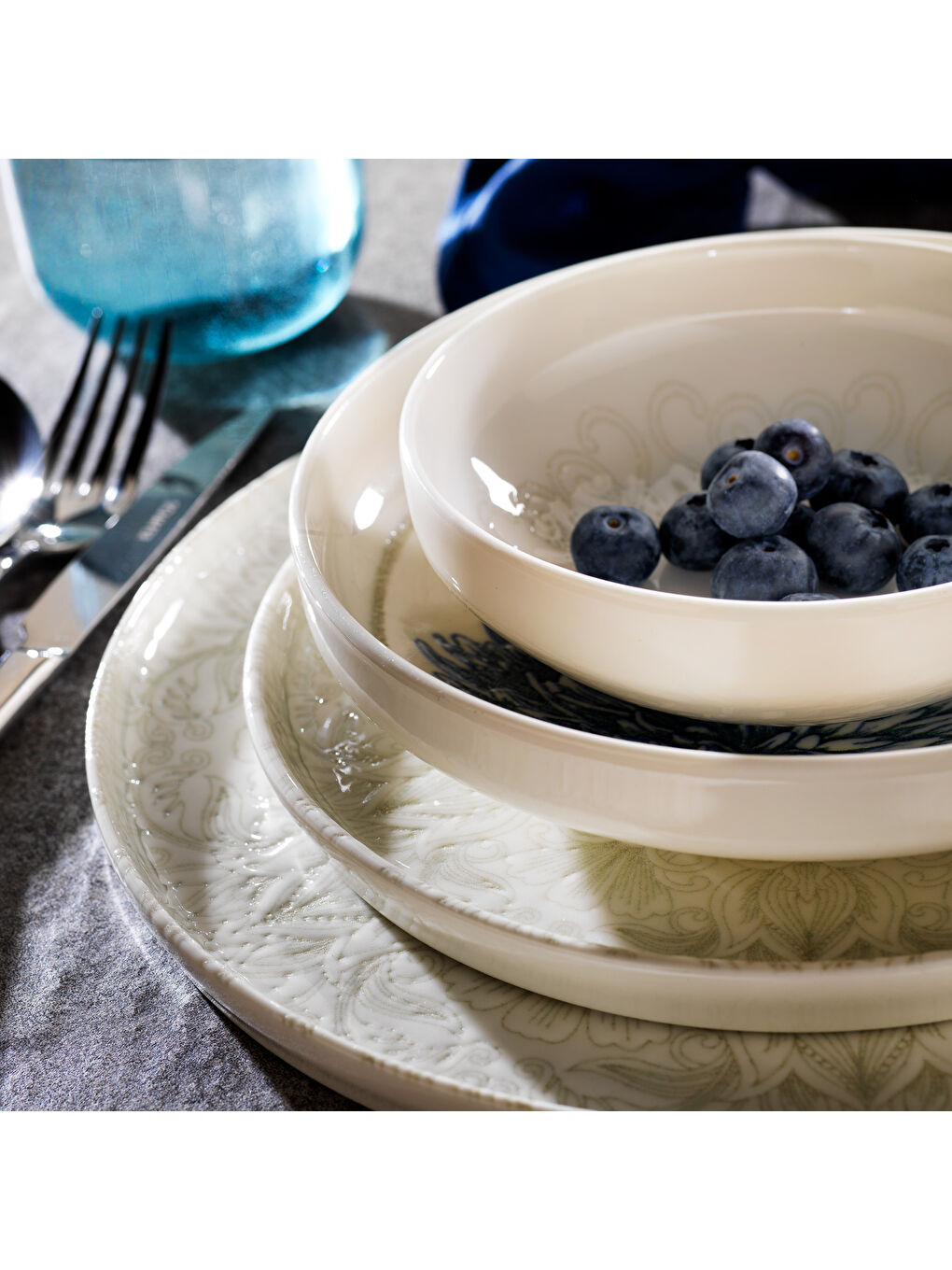 Dolce Yemek Takımı 24 Parça-Mavi-8