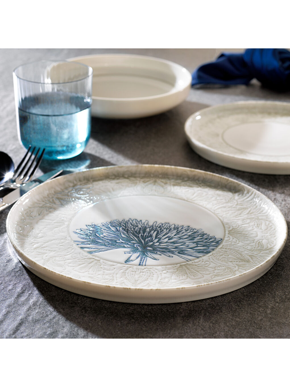 Dolce Yemek Takımı 24 Parça-Mavi-9