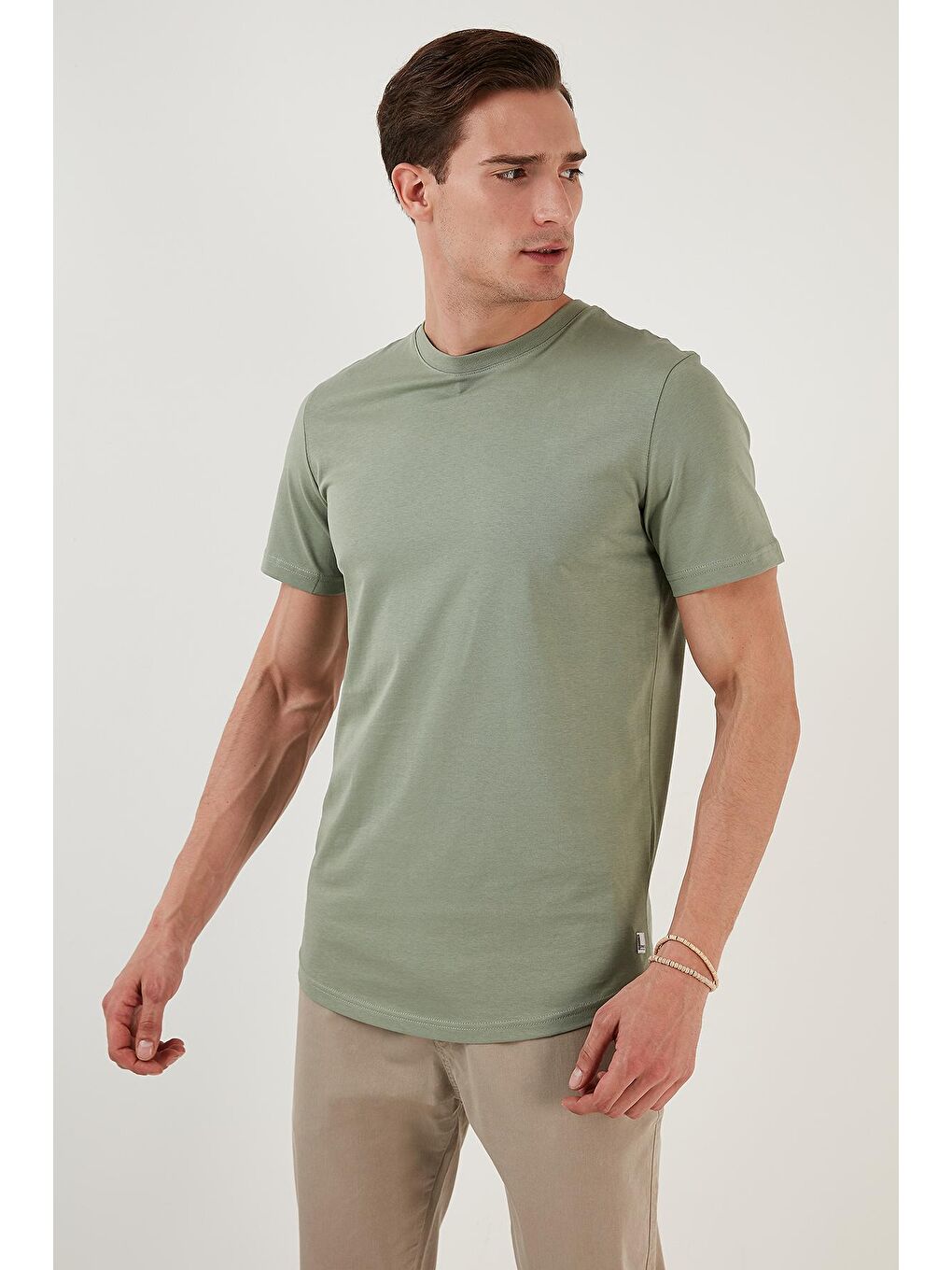 Yeşil % 100 Pamuk Regular Fit Bisiklet Yaka T shirt 5902511-2