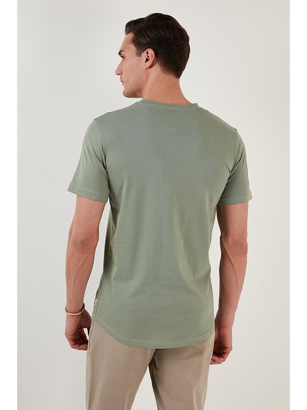 Yeşil % 100 Pamuk Regular Fit Bisiklet Yaka T shirt 5902511-4